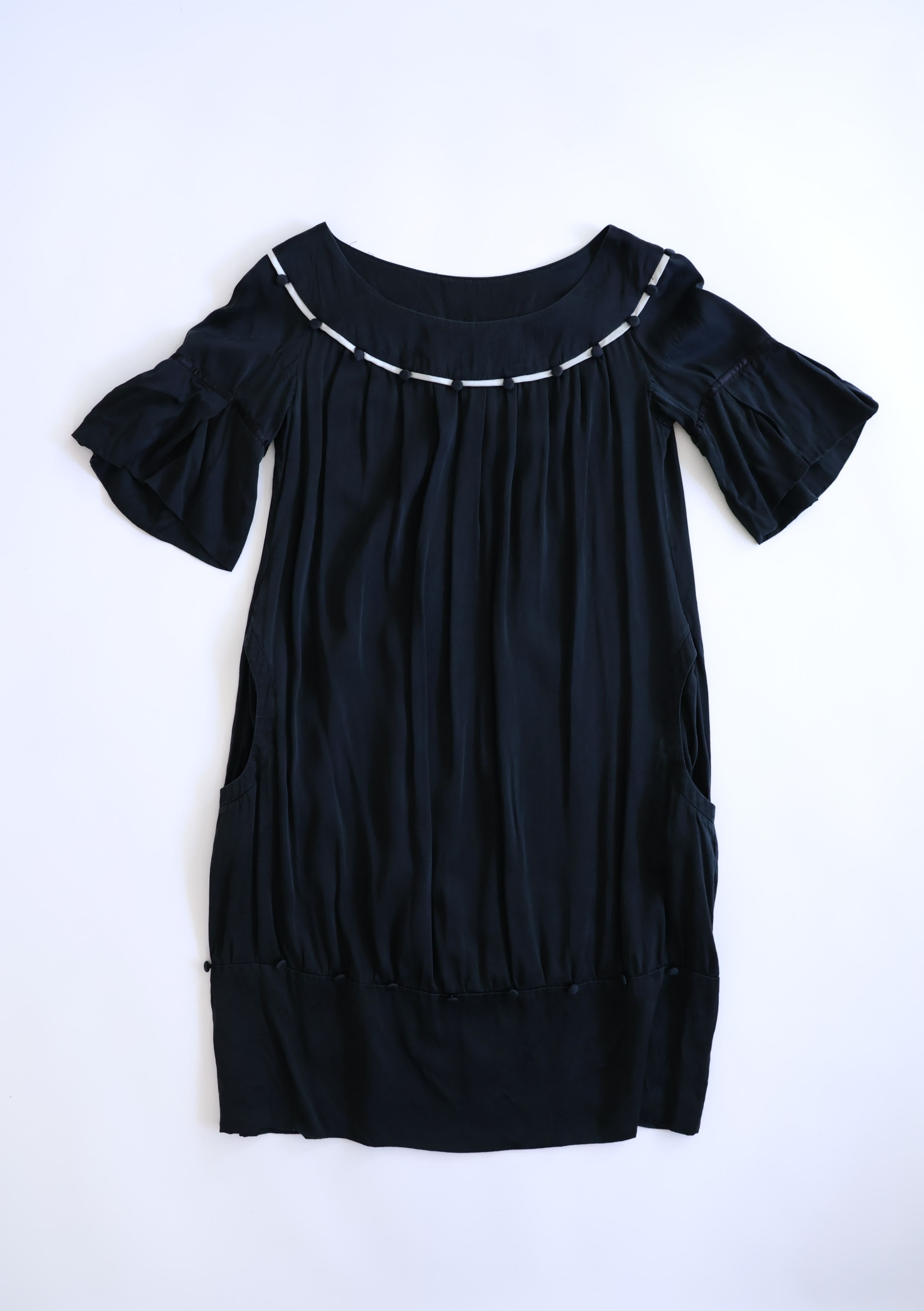 See by Chloé 黑色絲質多摺洋裝 Black Silk Pleated Dress