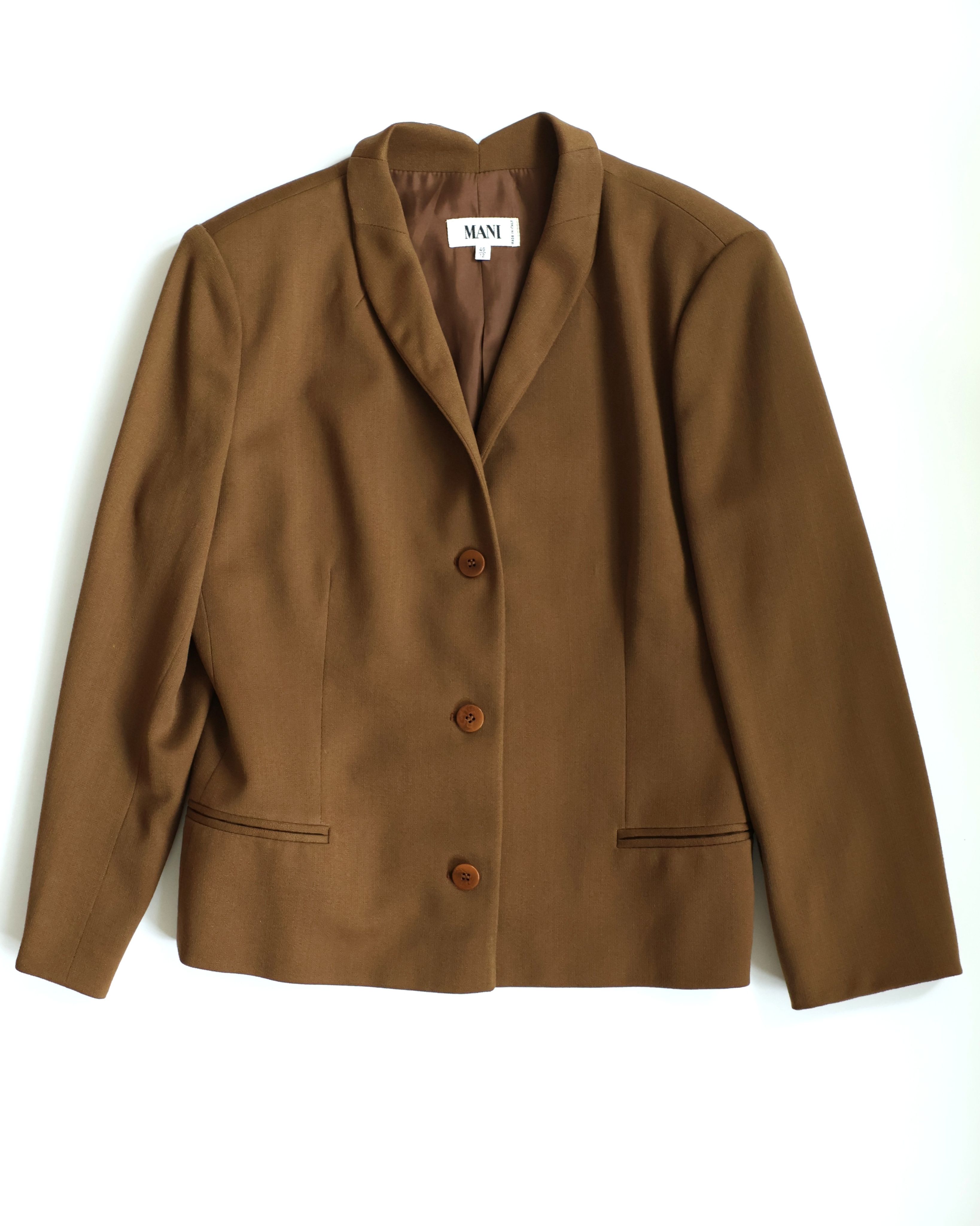 MANI咖啡西裝毛料外套