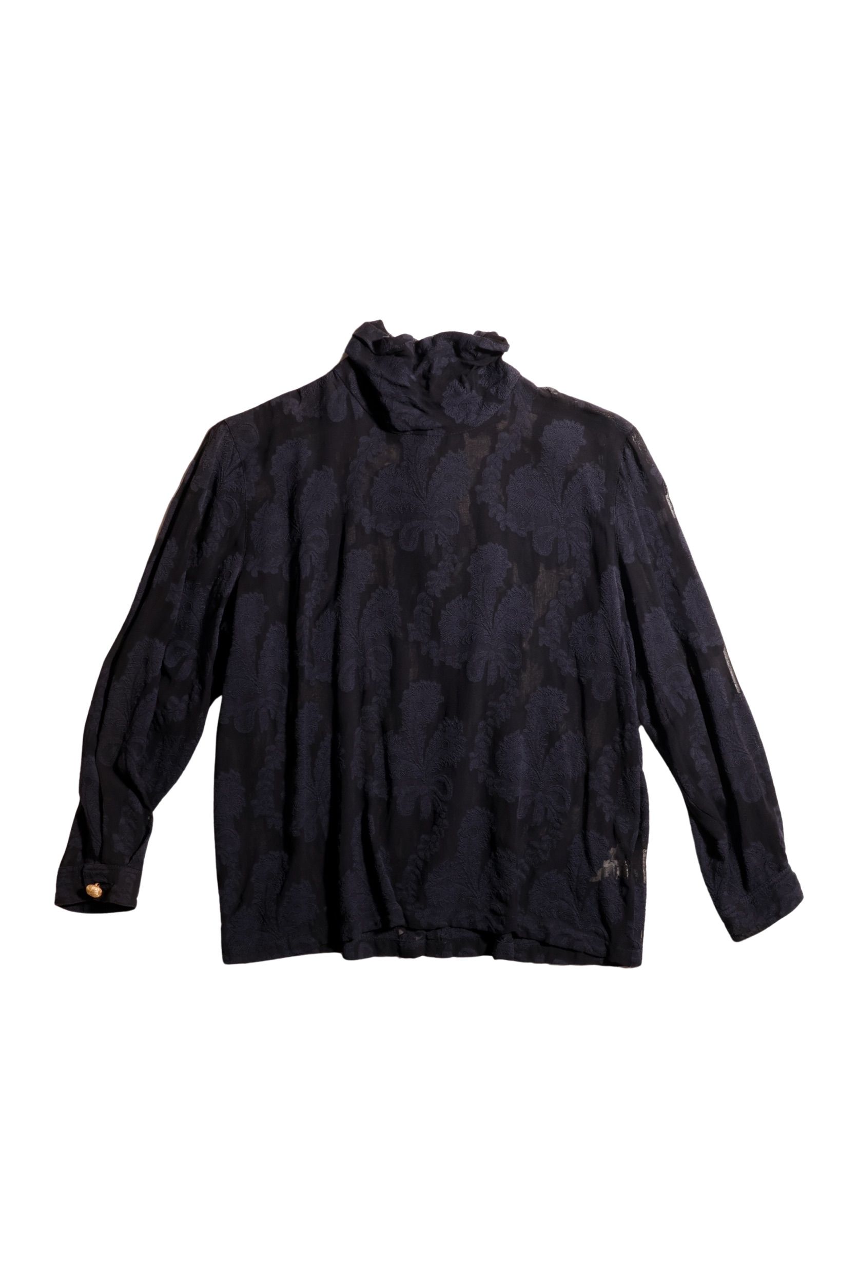 黑色透膚花紋金色扣子上衣