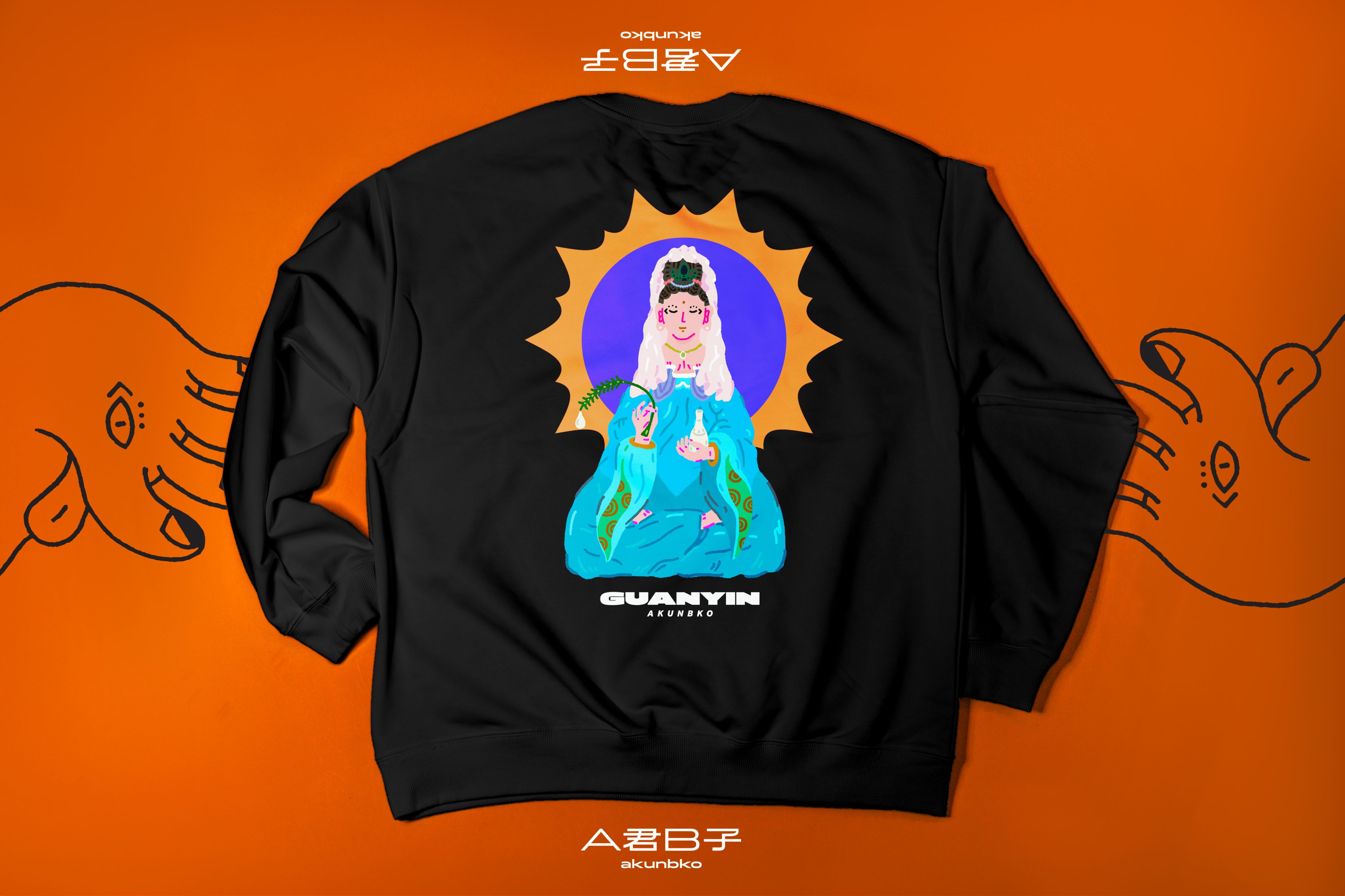 預購｜摩登宗教系列觀音厚磅落肩大學teeー純黑｜購買即捐贈15%作為慈善捐款
