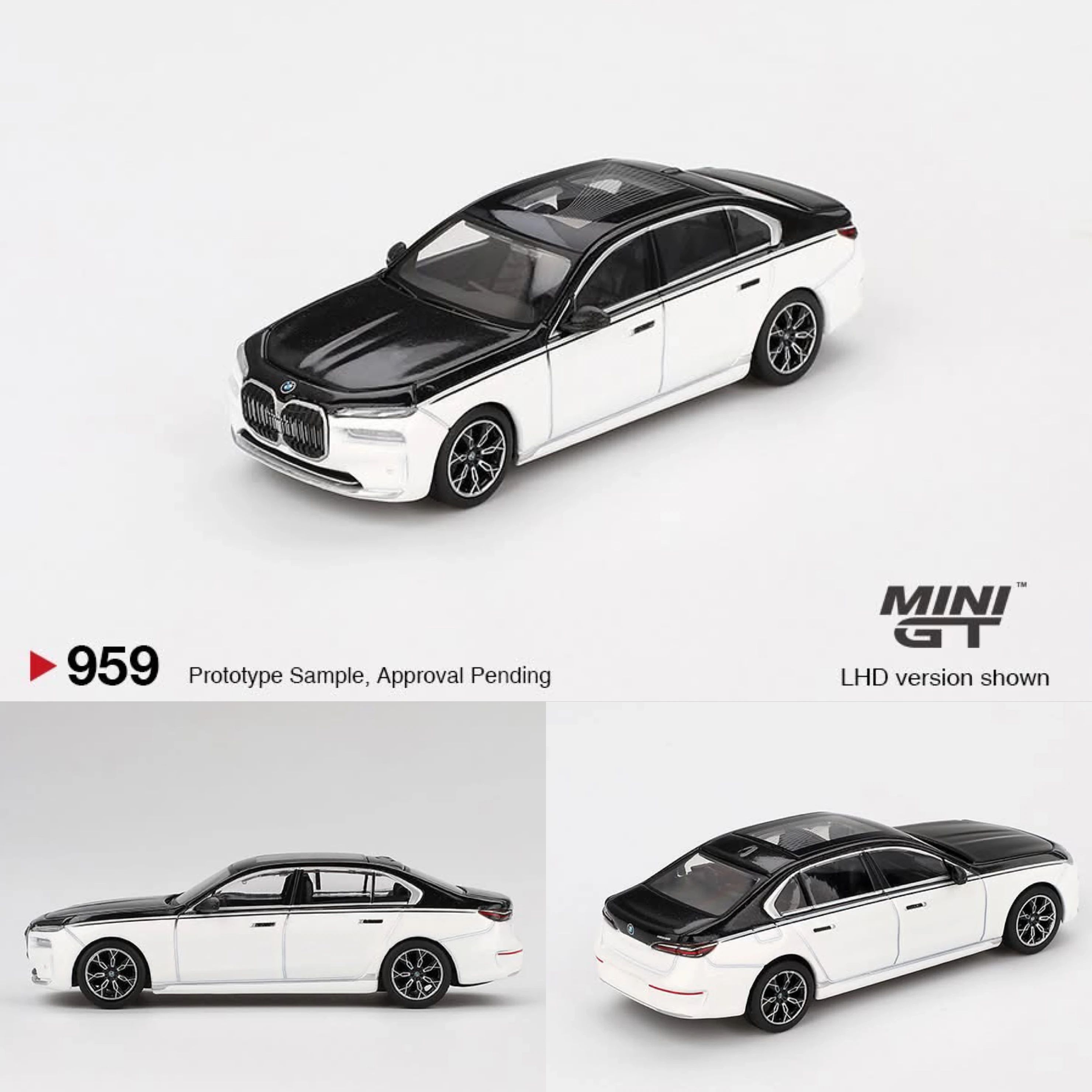 MINIGT 959 1/64 寶馬 BMW i7 xDrive60 阿爾卑斯白/黑藍寶石
