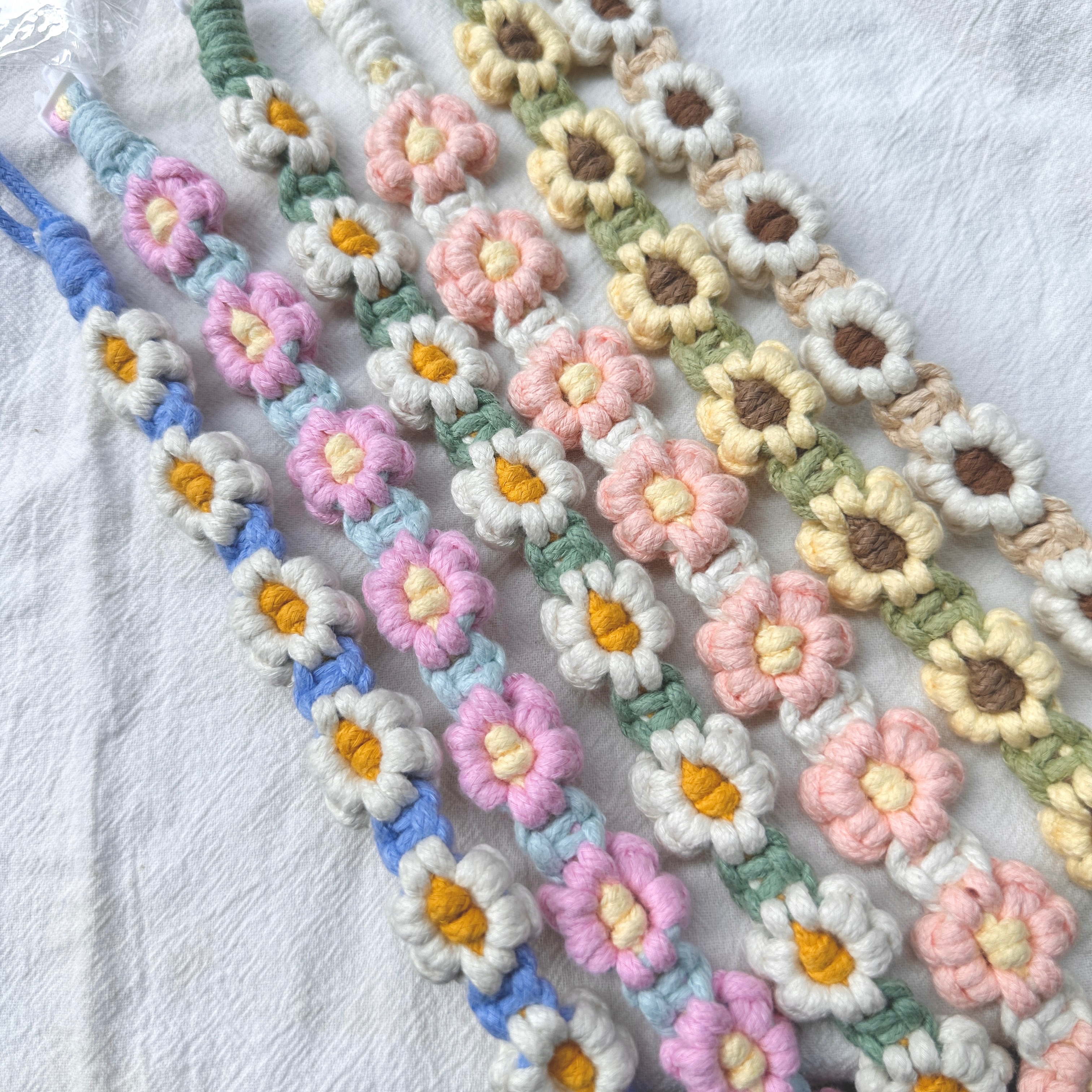 手工編織雛菊小花飲料提繩