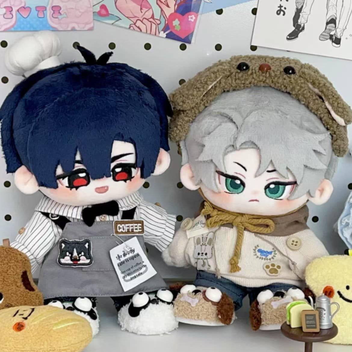 同人 棉花娃 伊隻狗勾+嗷嗚小提 IvanTill 20cm 有骨（社團：喝闊落調理一切）