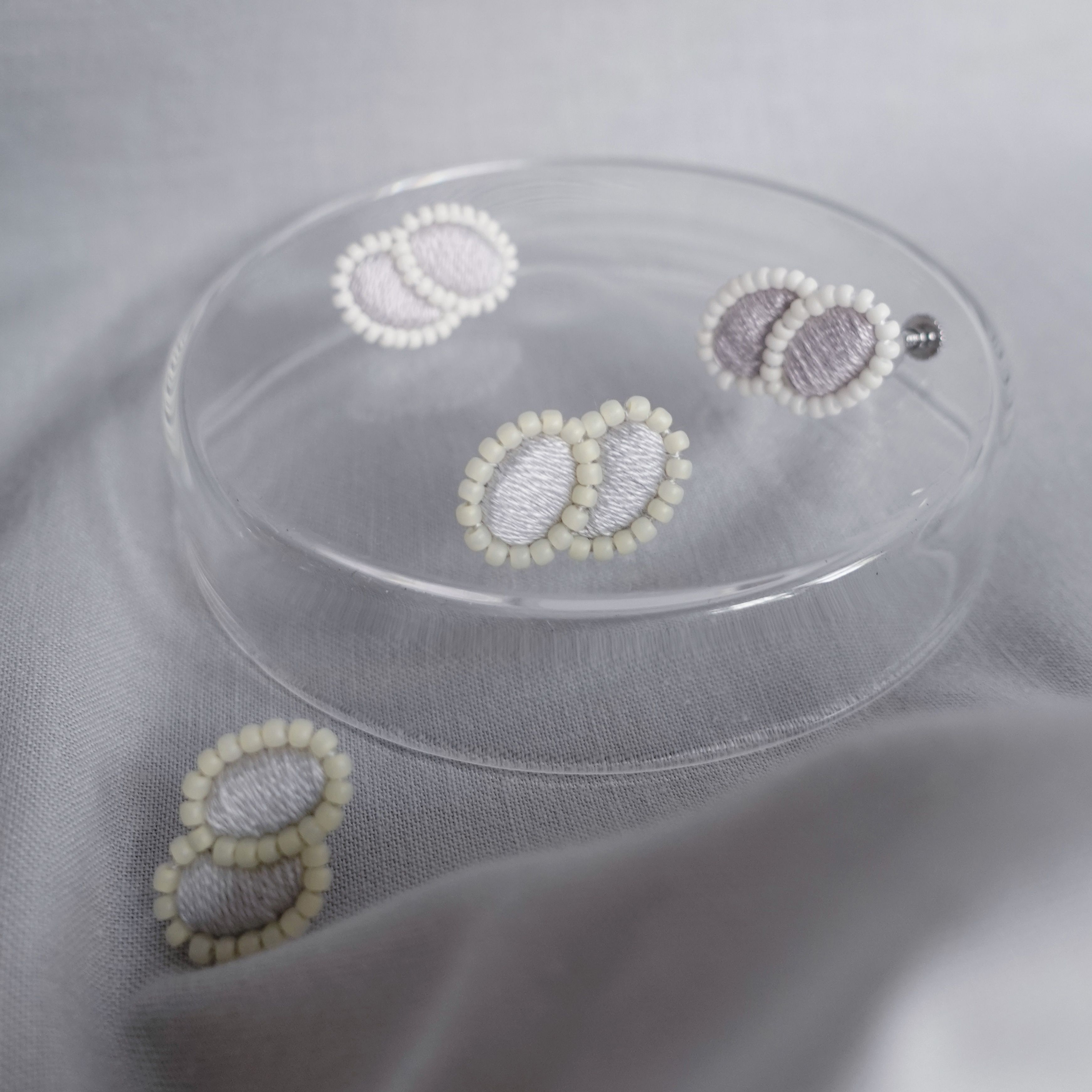 雙豆・手工刺繡耳環