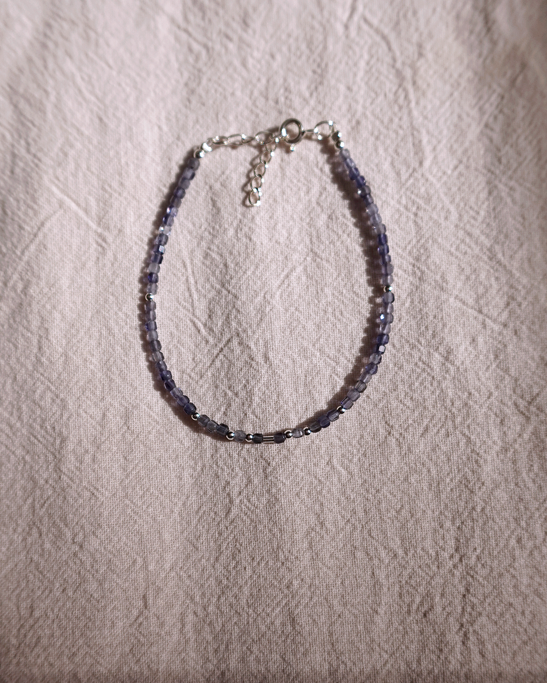 小天然石手鍊-堇青石