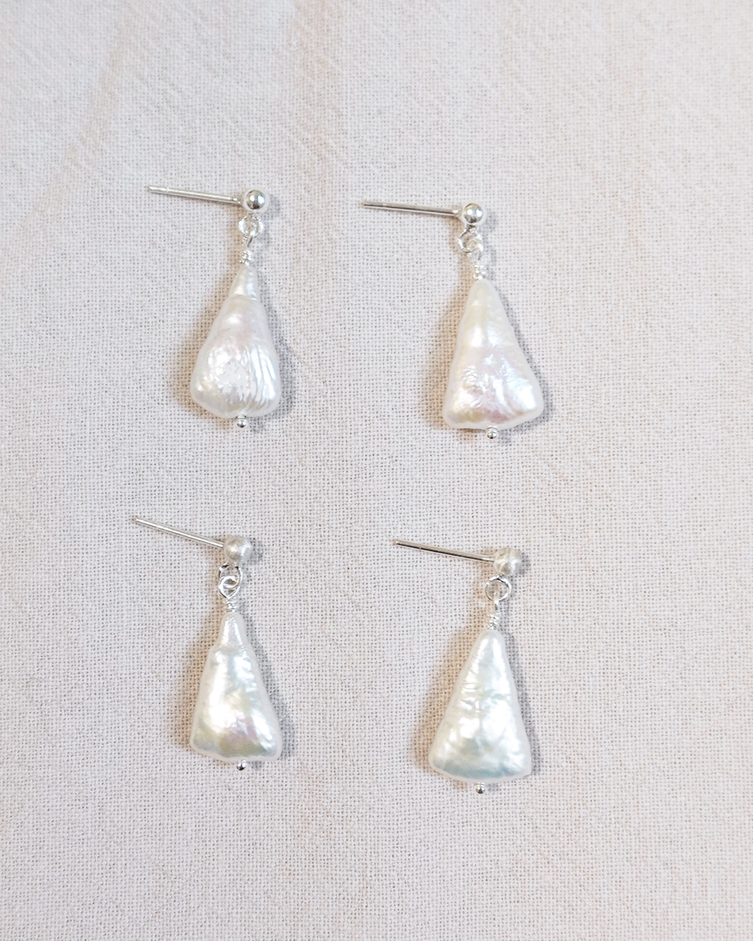 雪樹珍珠銀珠耳環