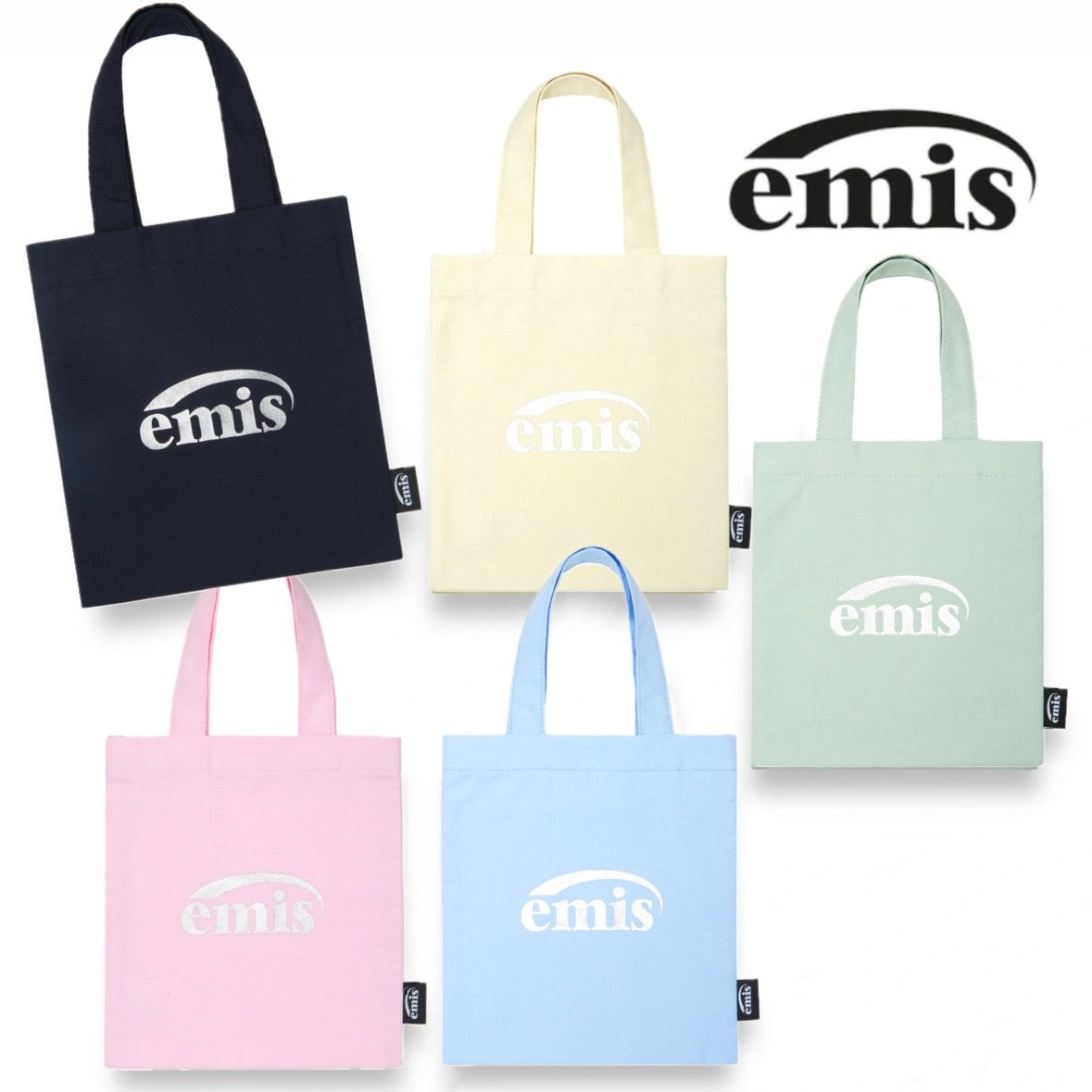 （現+預）🇰🇷emis 銀色logo 帆布手提袋 迷你提袋