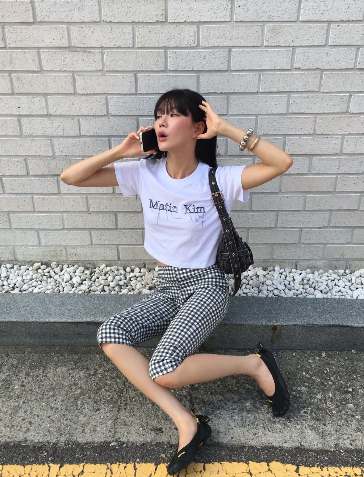 （ 預購 ）折扣隨時結束‼️Matin Kim 鬚線短袖上衣 鏤空LOGO