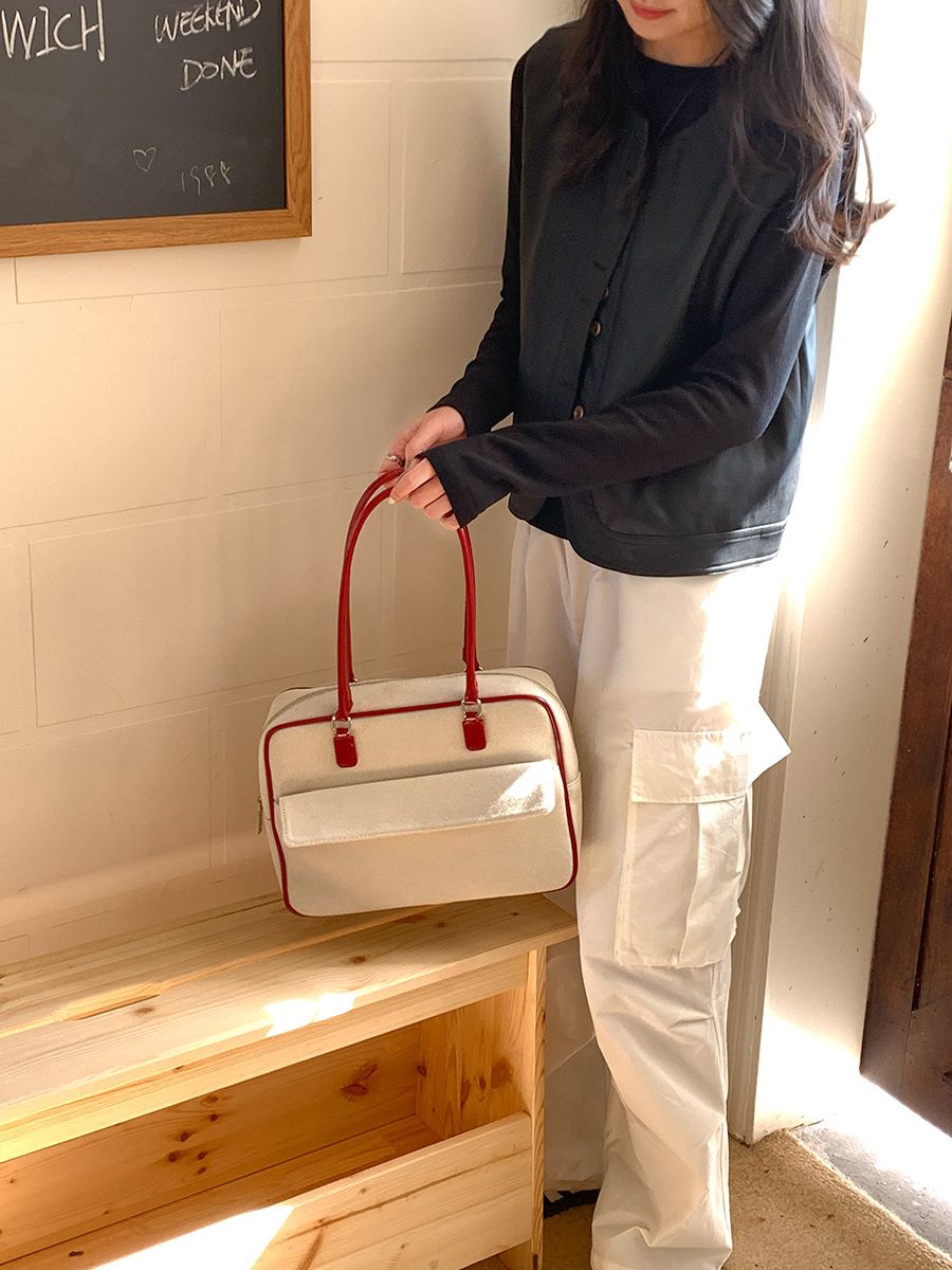 日韓風撞色簡約帆布包（預購）