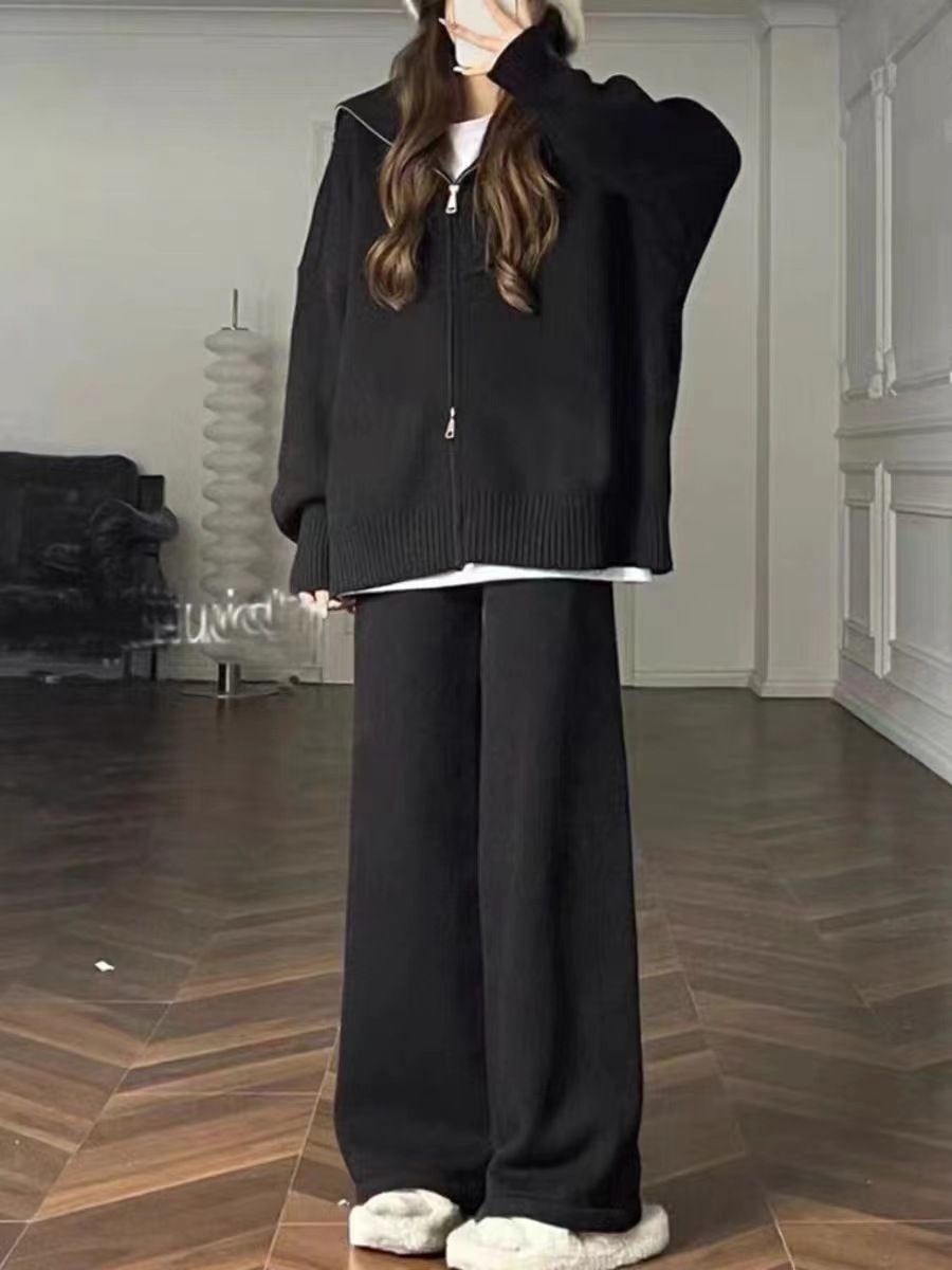 針織毛衣拉鍊套裝兩件組（預購）