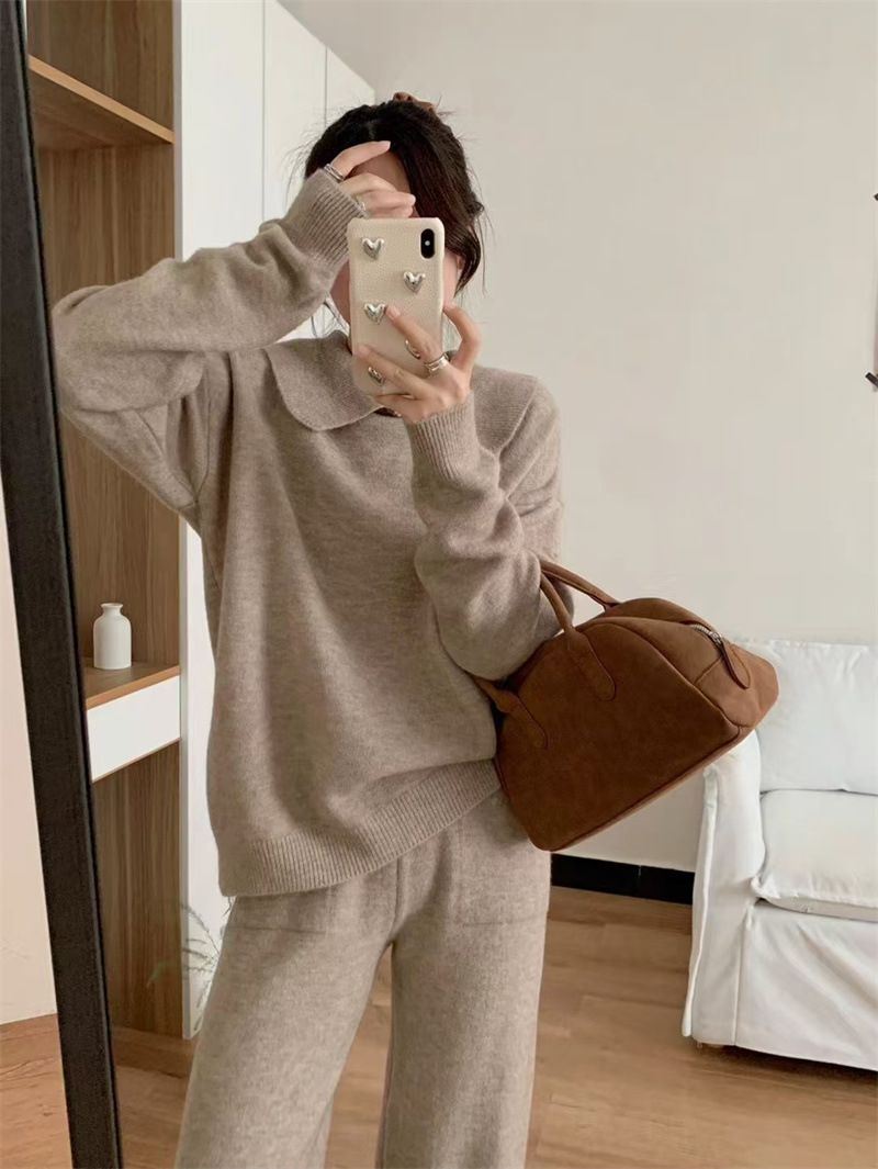 娃娃領針織套裝兩件組（預購）