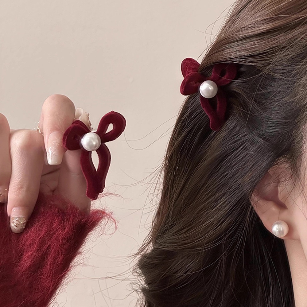 蝴蝶結絲絨髮夾（預購）