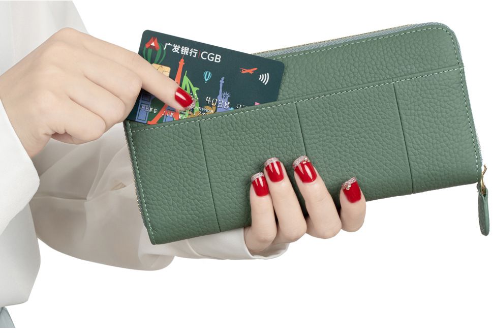 真皮長款手風型式拉鍊長夾（預購）