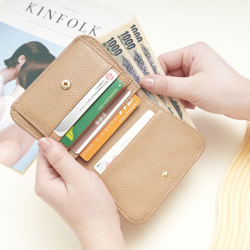 韓系頭層牛皮三折多卡位零錢包（預購） 促銷價