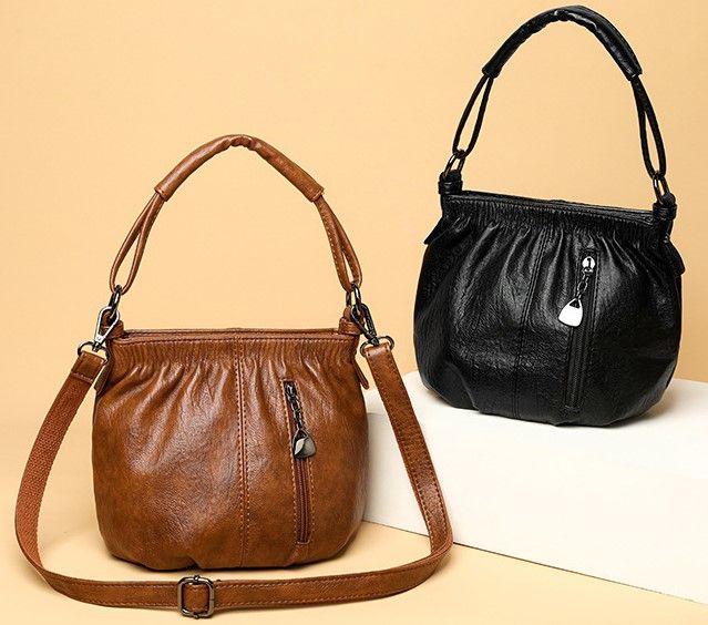 多隔層純色手提單肩兩用包（預購）