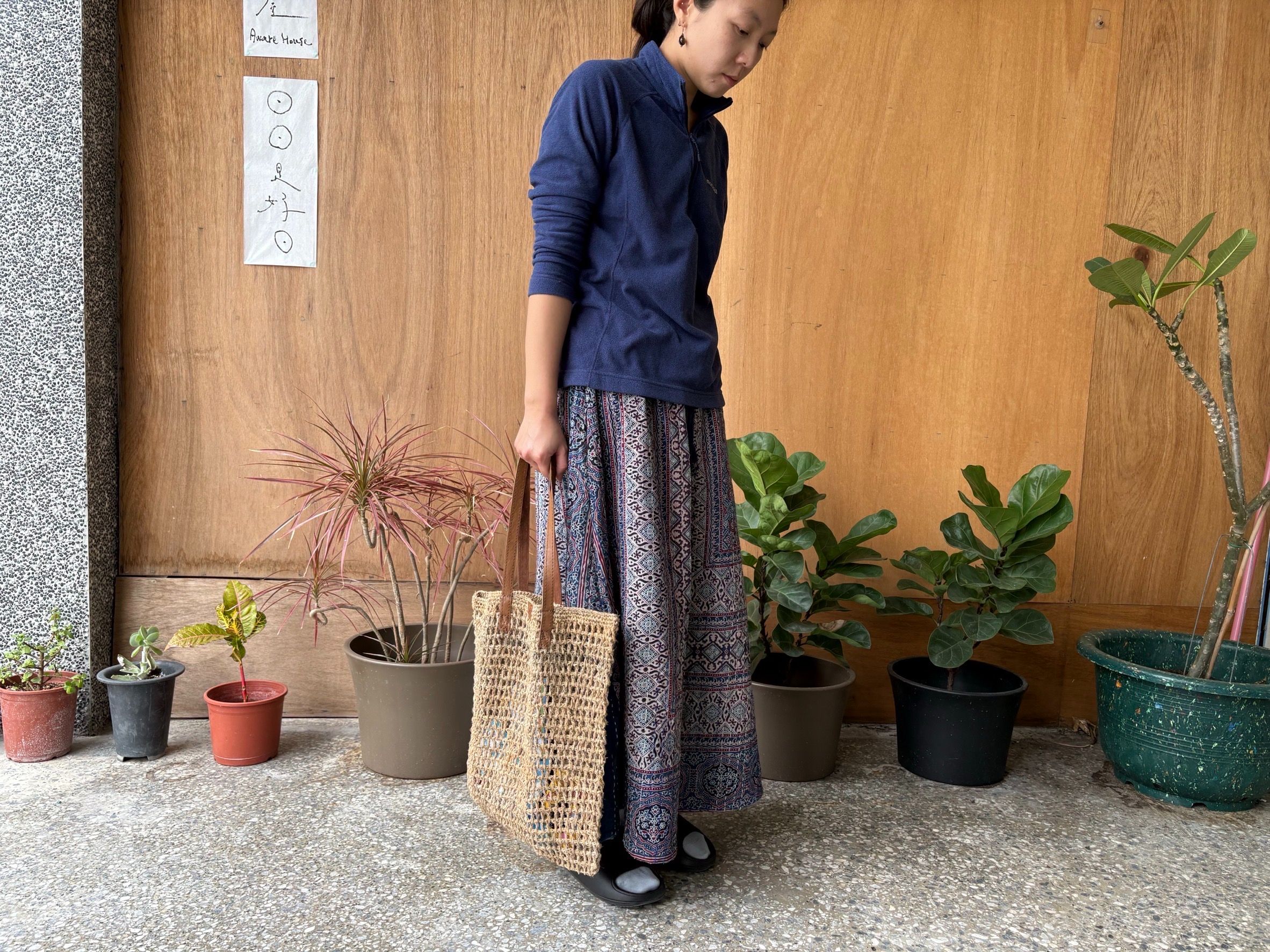 大麻手工編織托特包