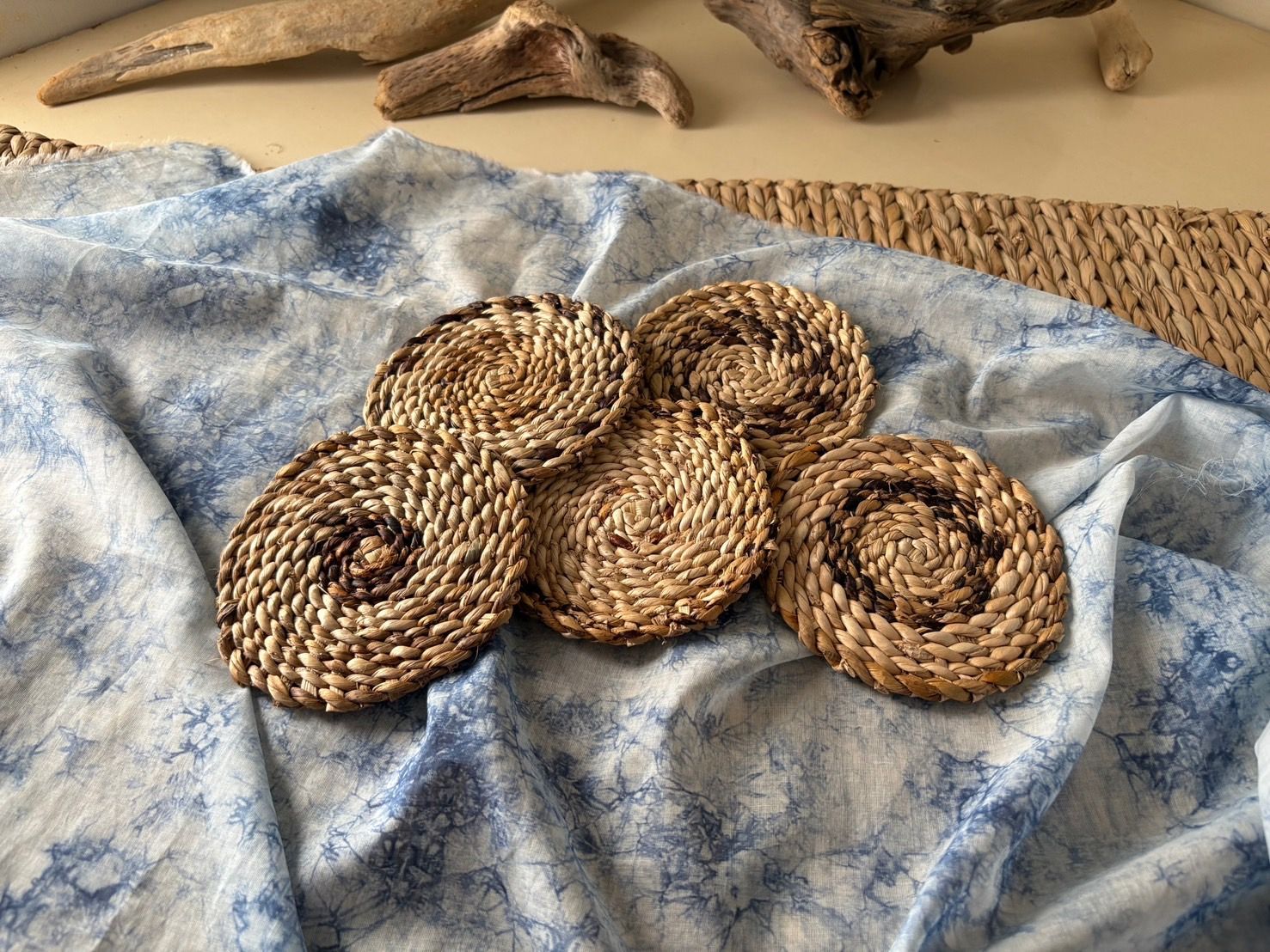 尼泊爾香蕉葉手工編織杯墊