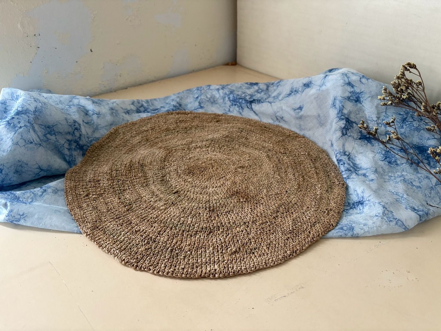 尼泊爾大麻手工編織圓形餐墊