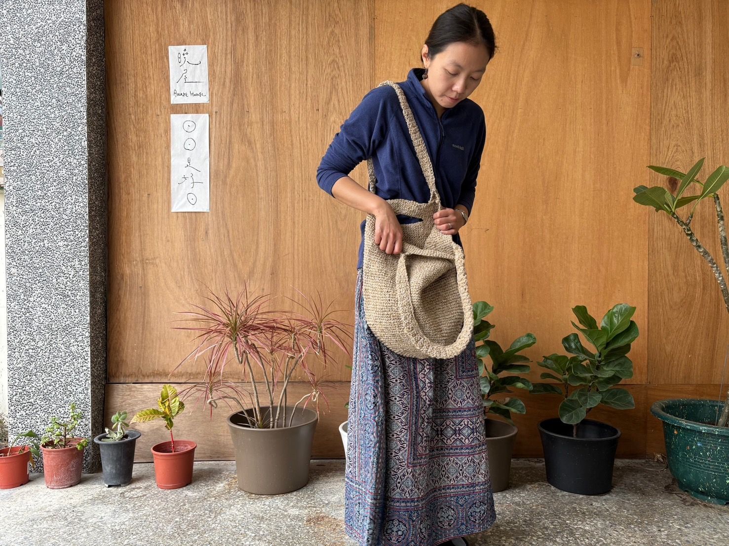 尼泊爾手提肩背兩用大麻編織包