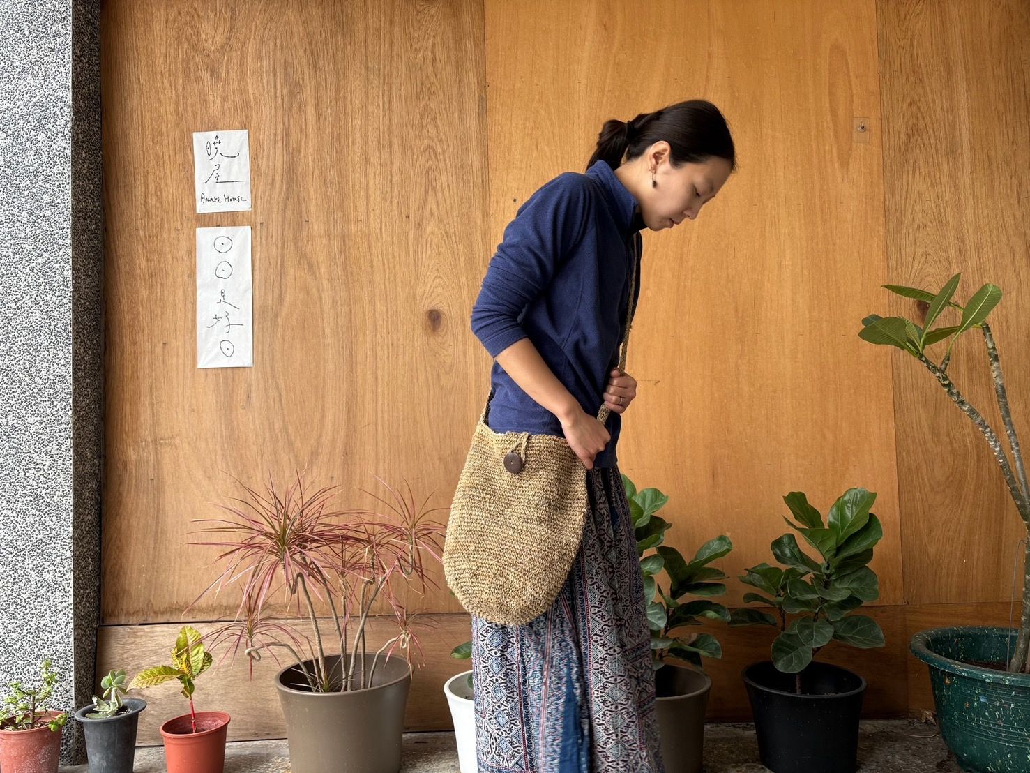 尼泊爾帶釦大麻編織流浪包