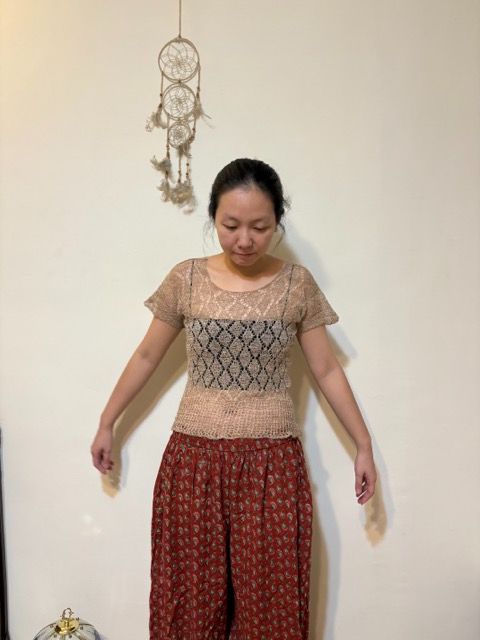 尼泊爾手工編織蕁麻短袖上衣