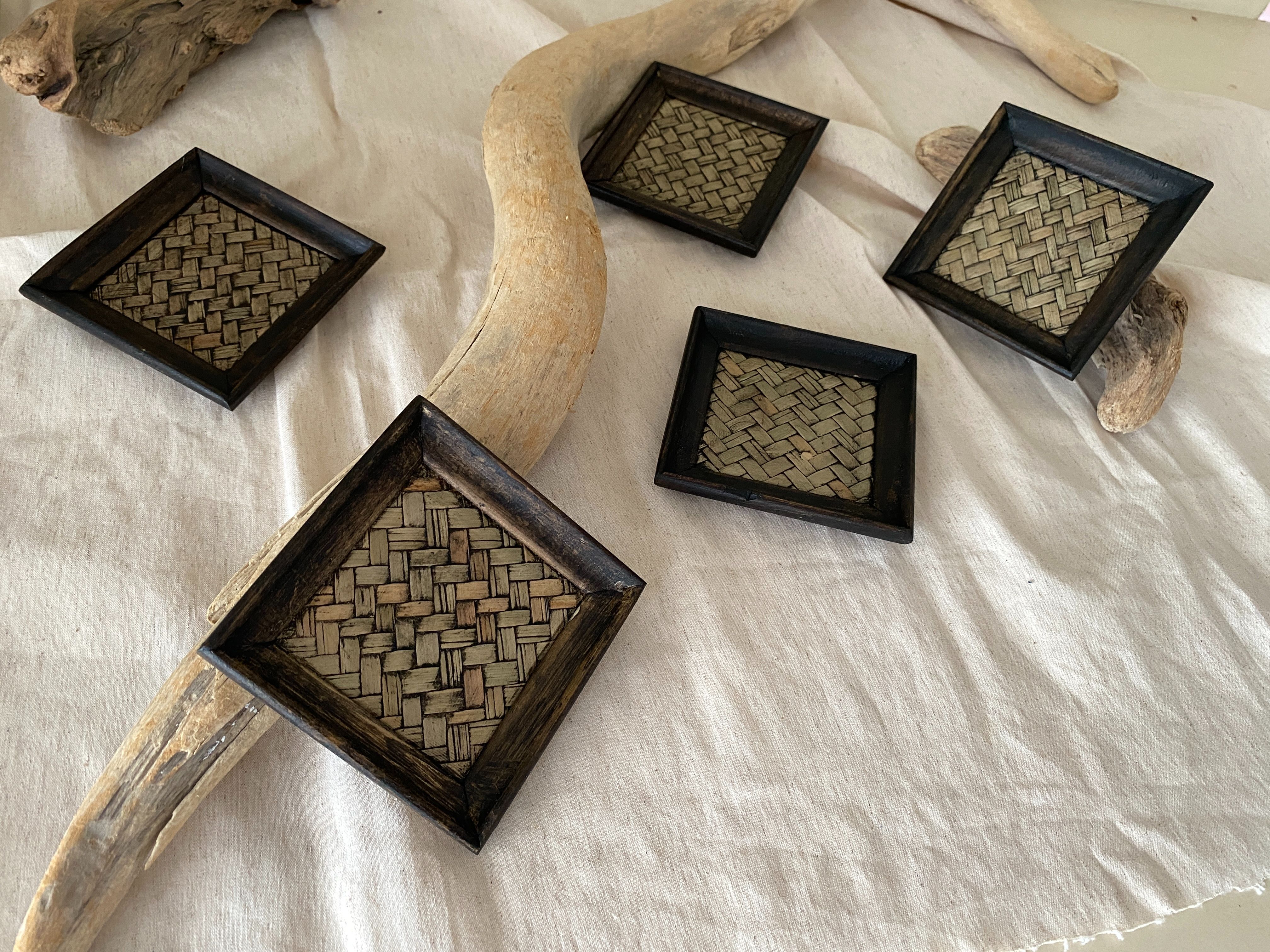 越南回收木竹製編杯墊