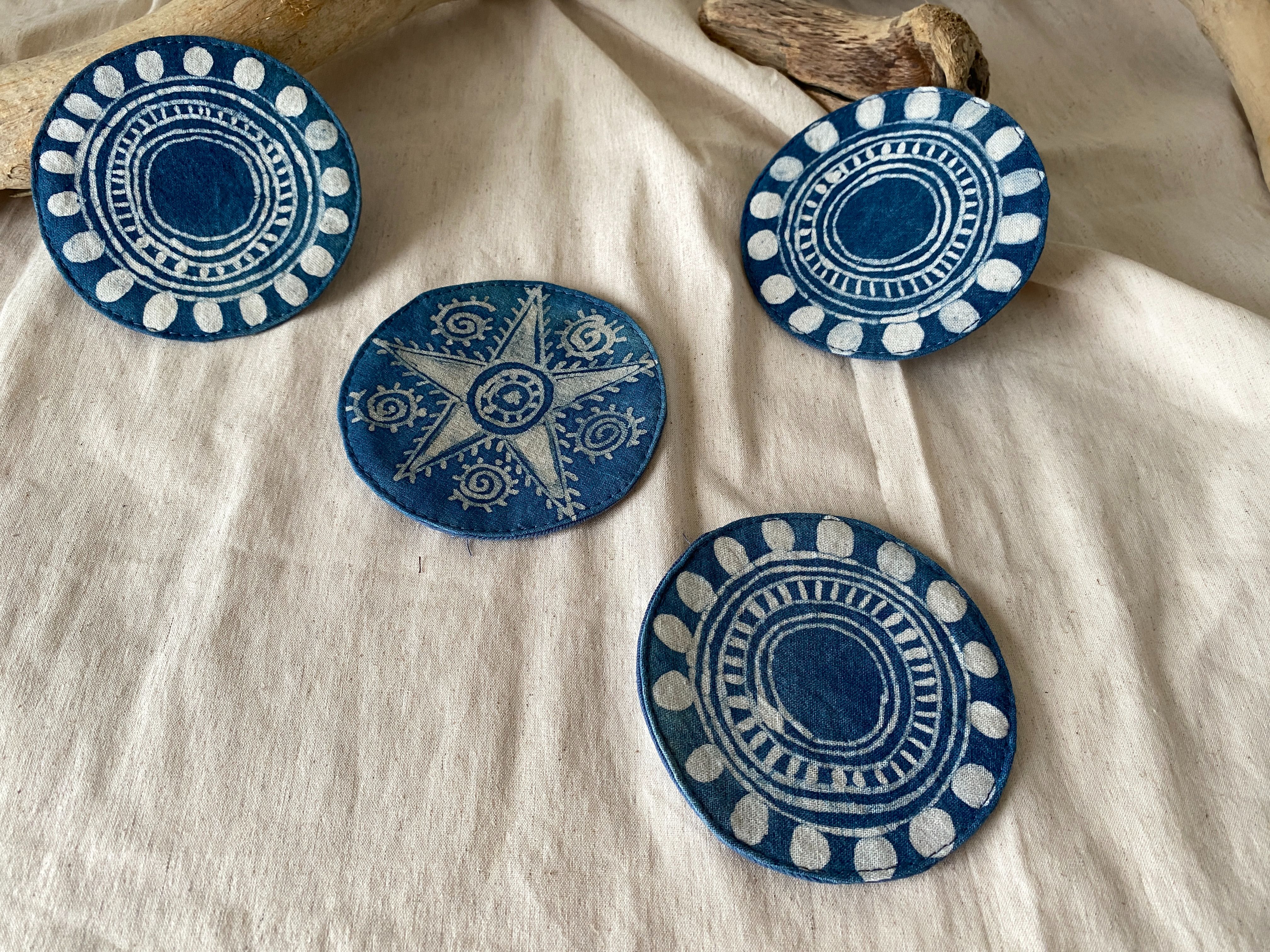 越南手繪棉麻杯墊