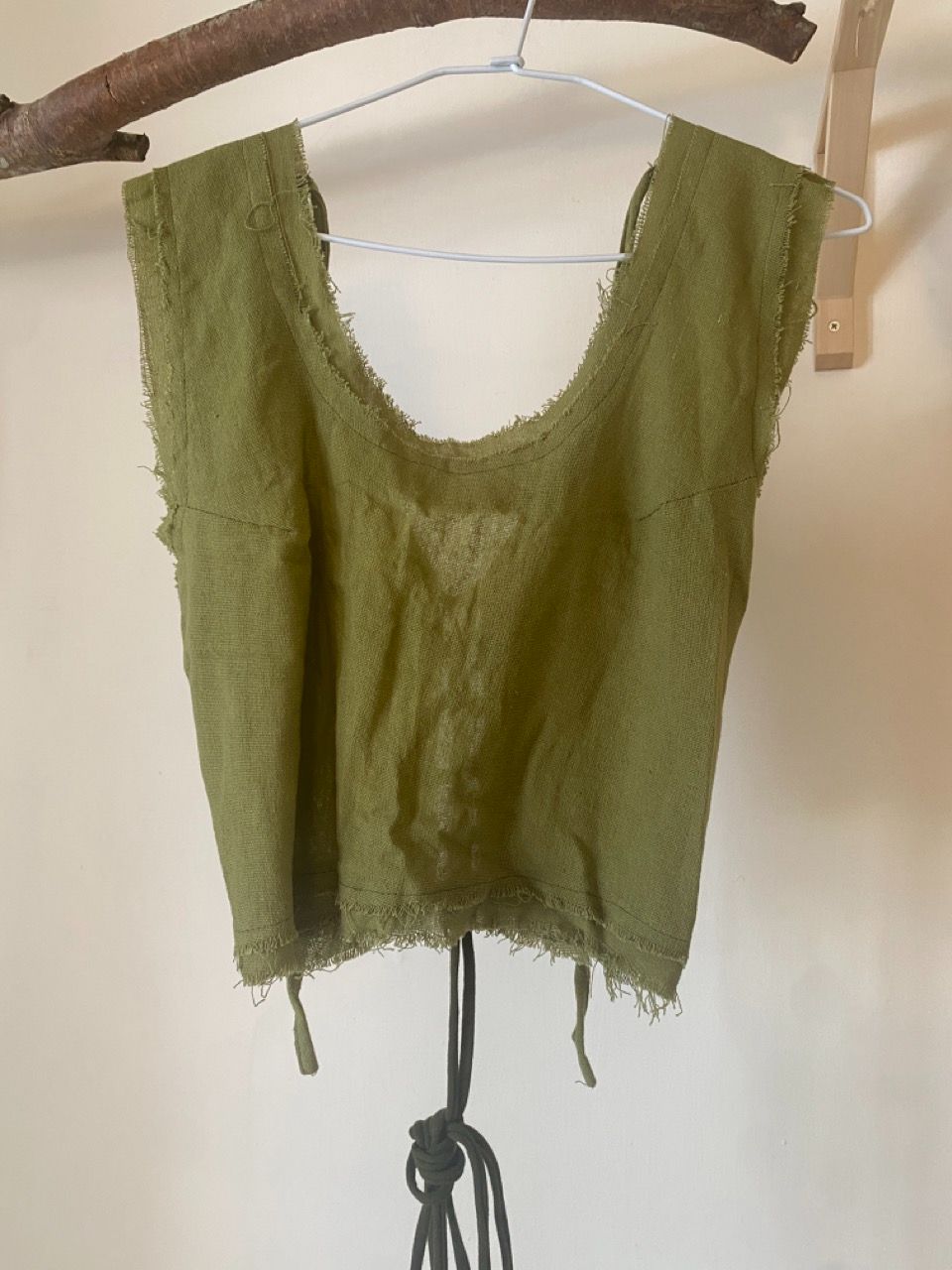 尼泊爾手工麻布露背綁帶背心