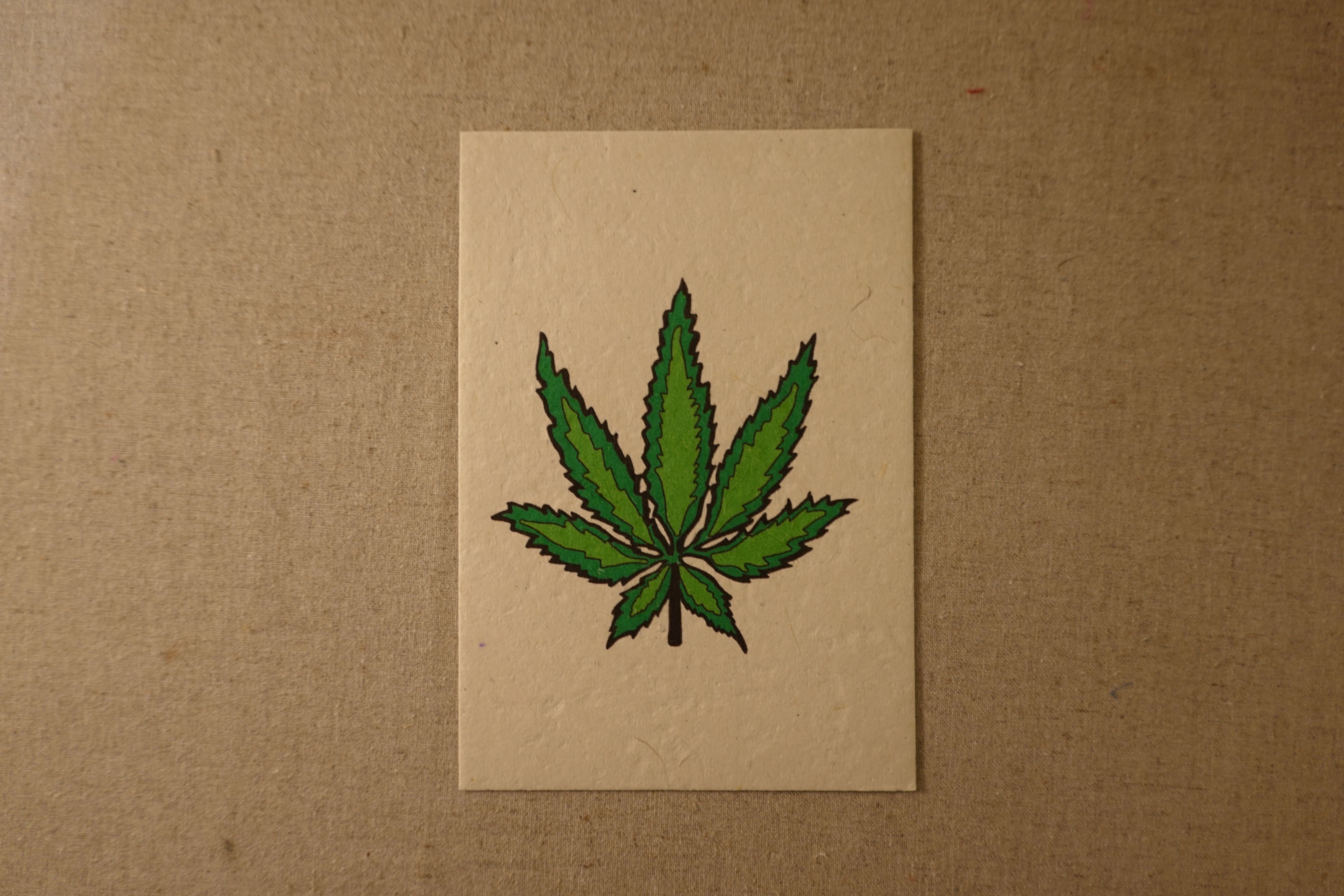 尼泊爾手工紙綠葉明信片