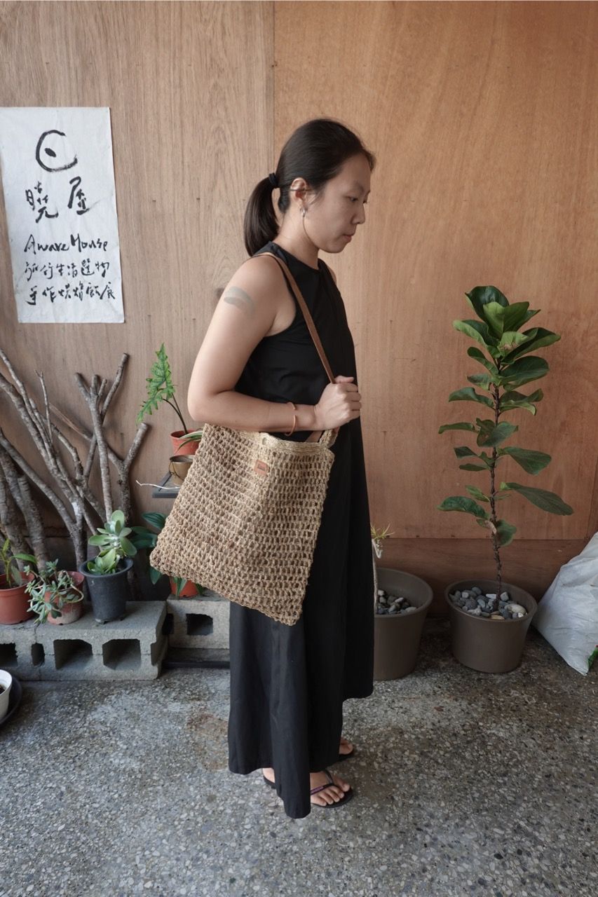 尼泊爾手工編織麻可調式托特包