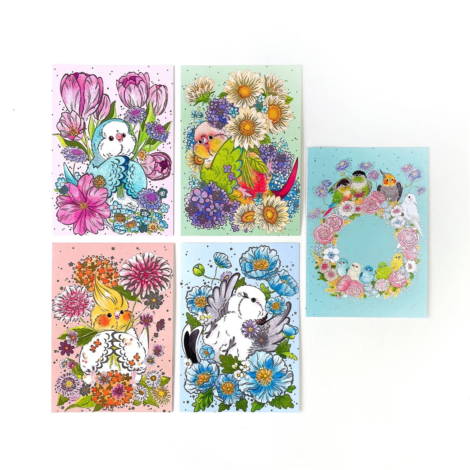 Rolia’s 手作 【數位燙銀】四季花卉主題 明信片