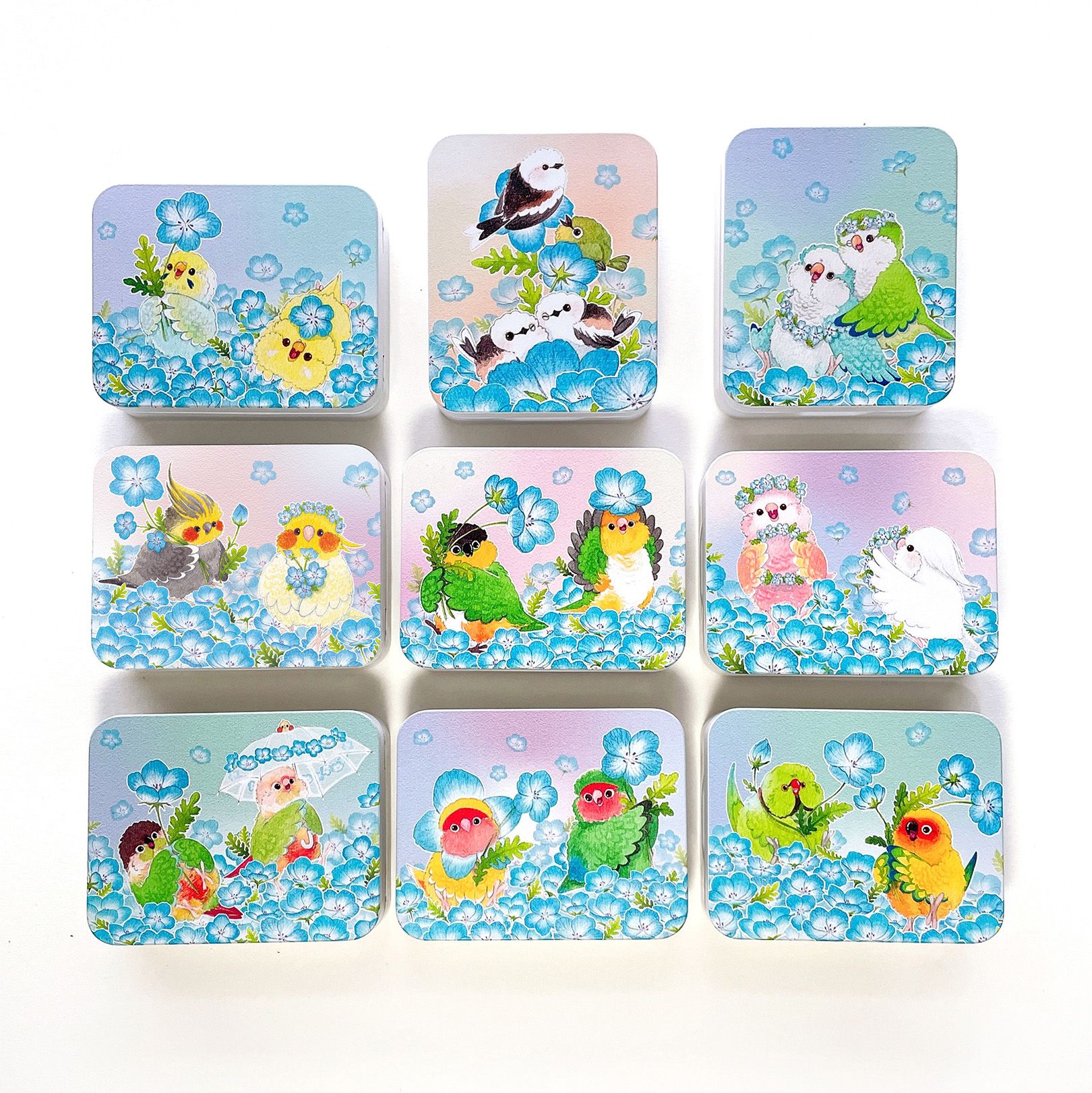 Rolia’s 手作 【粉蝶花系列】側開式 收納 小鐵盒 鸚鵡/鳥/山雀