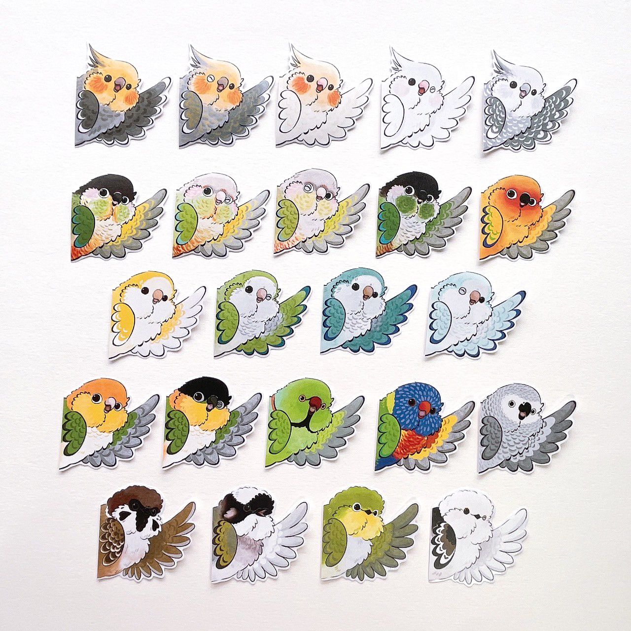 Rolia’s 手作 【SAY HI !系列】鸚鵡/鳥/山雀 透明白墨防水貼紙