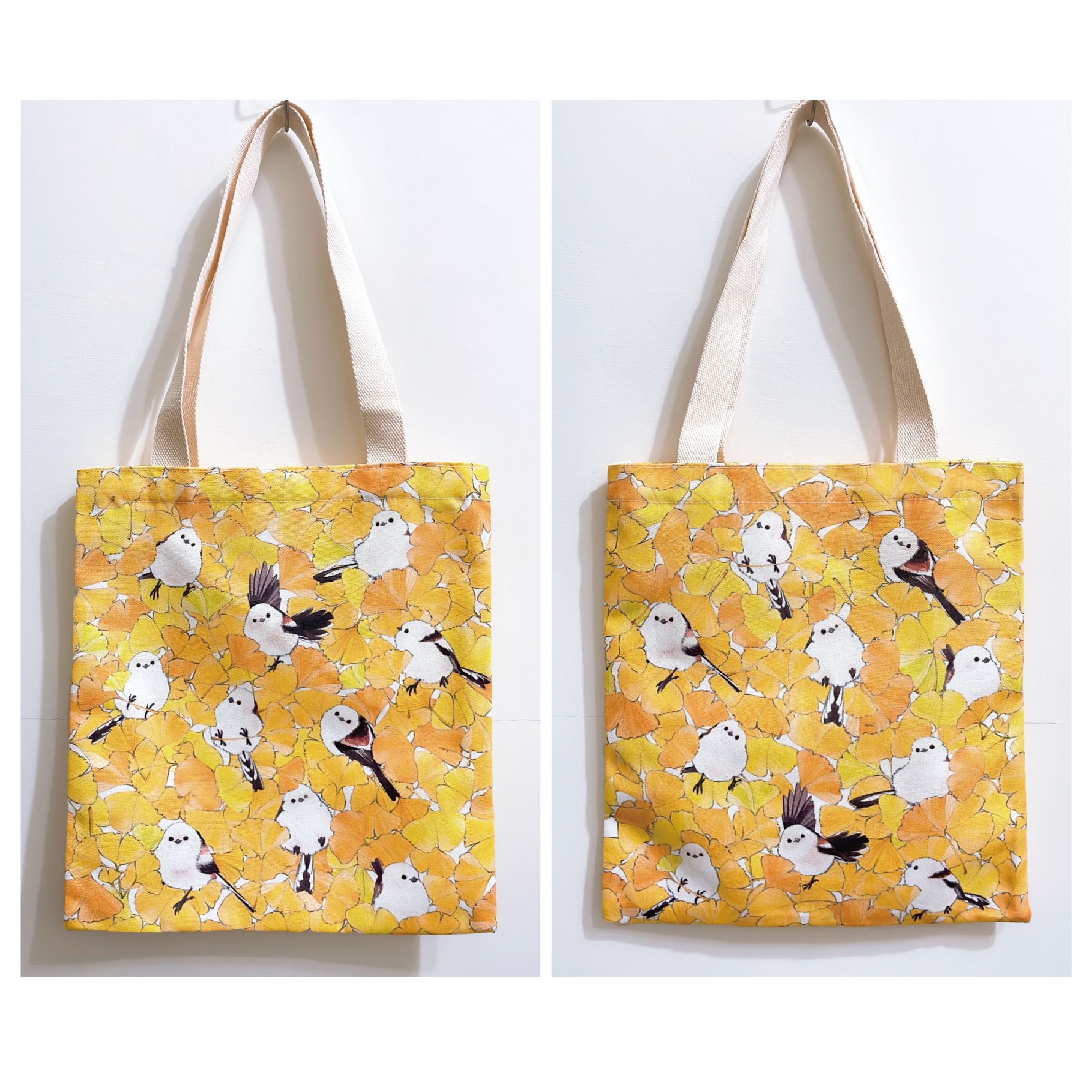 Rolia’s 手作  山雀銀杏堆 滿版印花 帆布袋