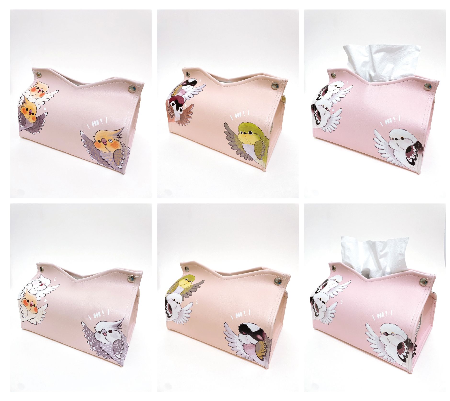 Rolia’s 手作 【SAY HI !系列】鸚鵡/鳥/山雀  PU抽取式面紙套（共6款）