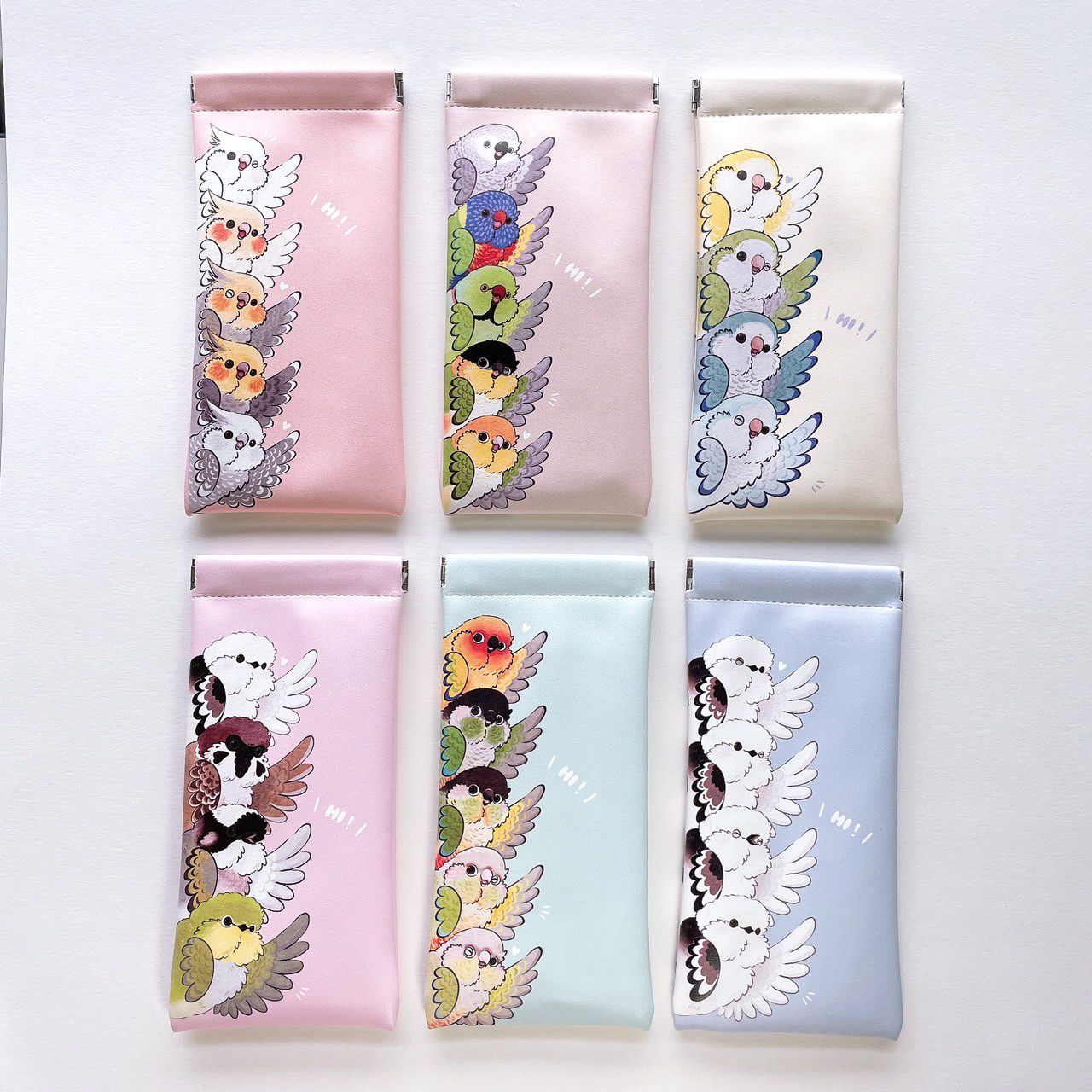 Rolia’s 手作 【SAY HI !系列】鸚鵡/鳥/山雀 長型PU皮革彈片收納包