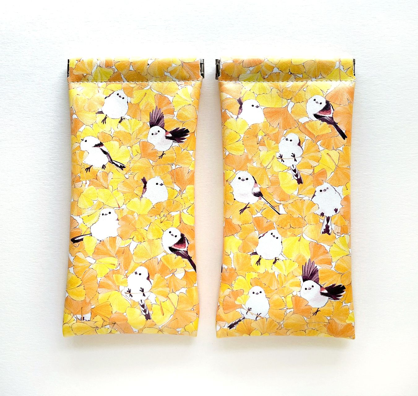 Rolia’s 手作 山雀銀杏堆 長型PU皮革彈片收納包