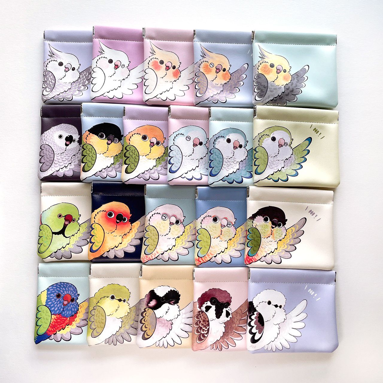 Rolia’s 手作 【SAY HI !系列】鸚鵡/鳥/山雀  方形PU皮革彈片收納包