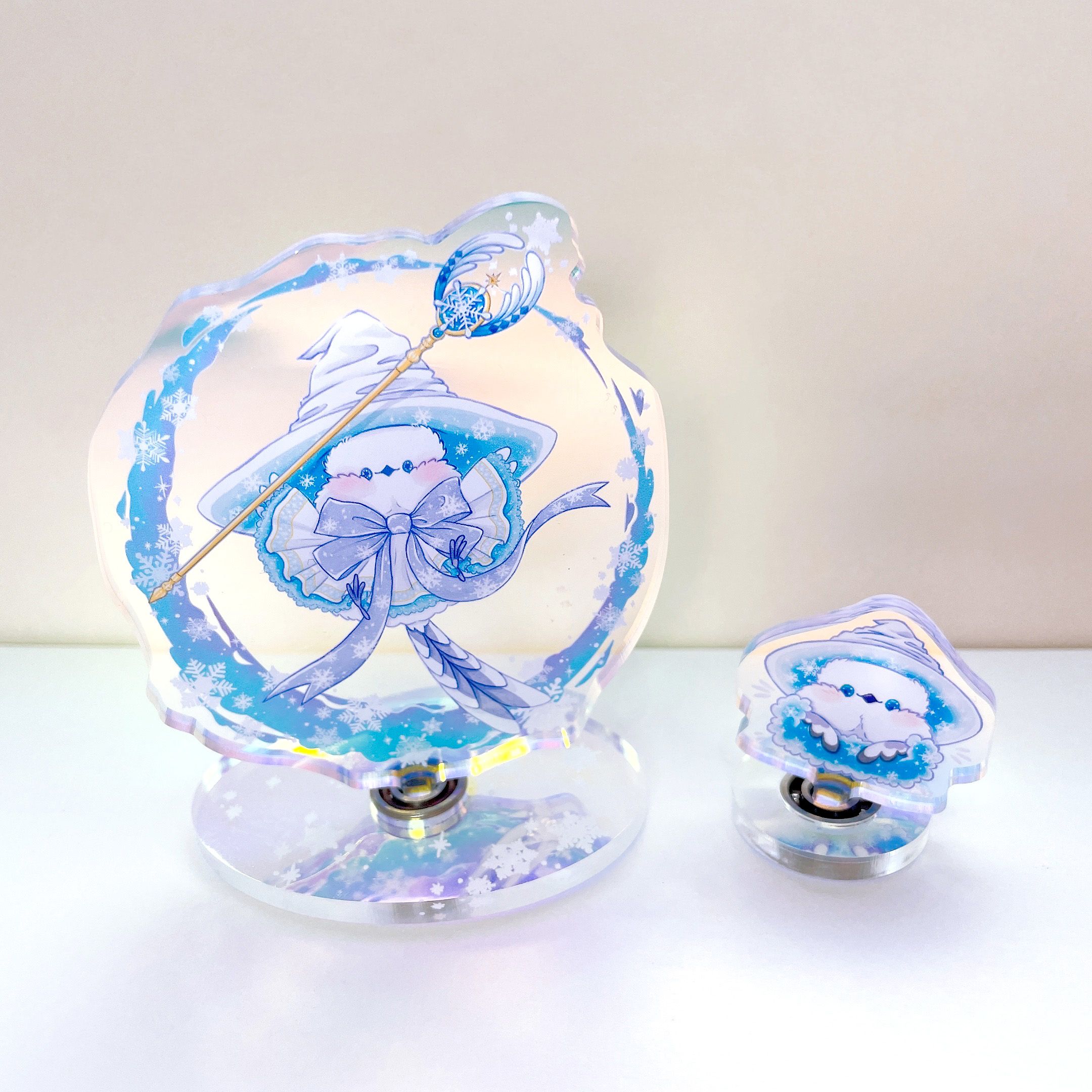 Rolia’s 手作 【魔法鳥鳥系列】玄鳳/山雀 炫彩旋轉自組壓克力立牌