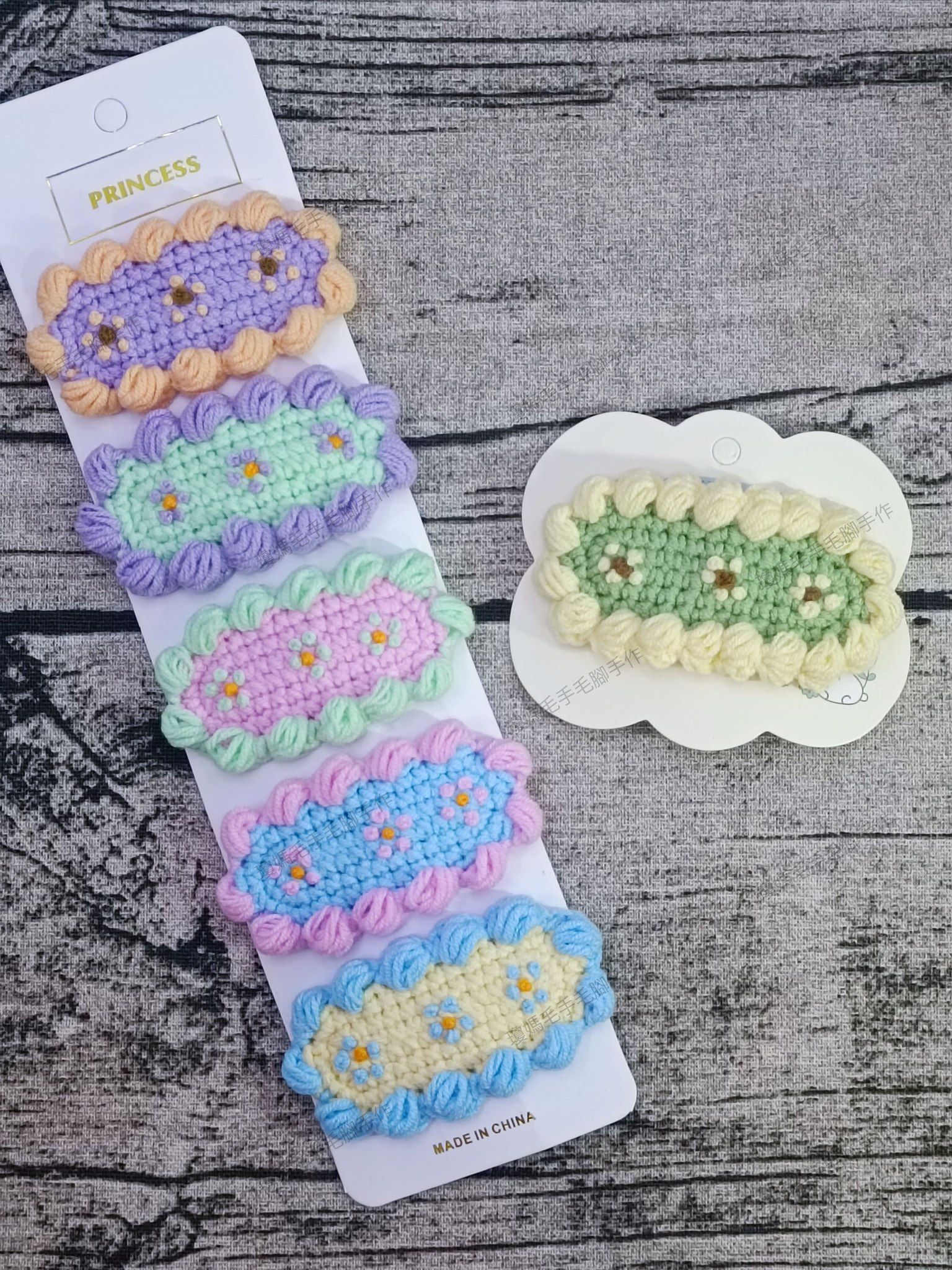 甜美奶油花刺繡髮夾
