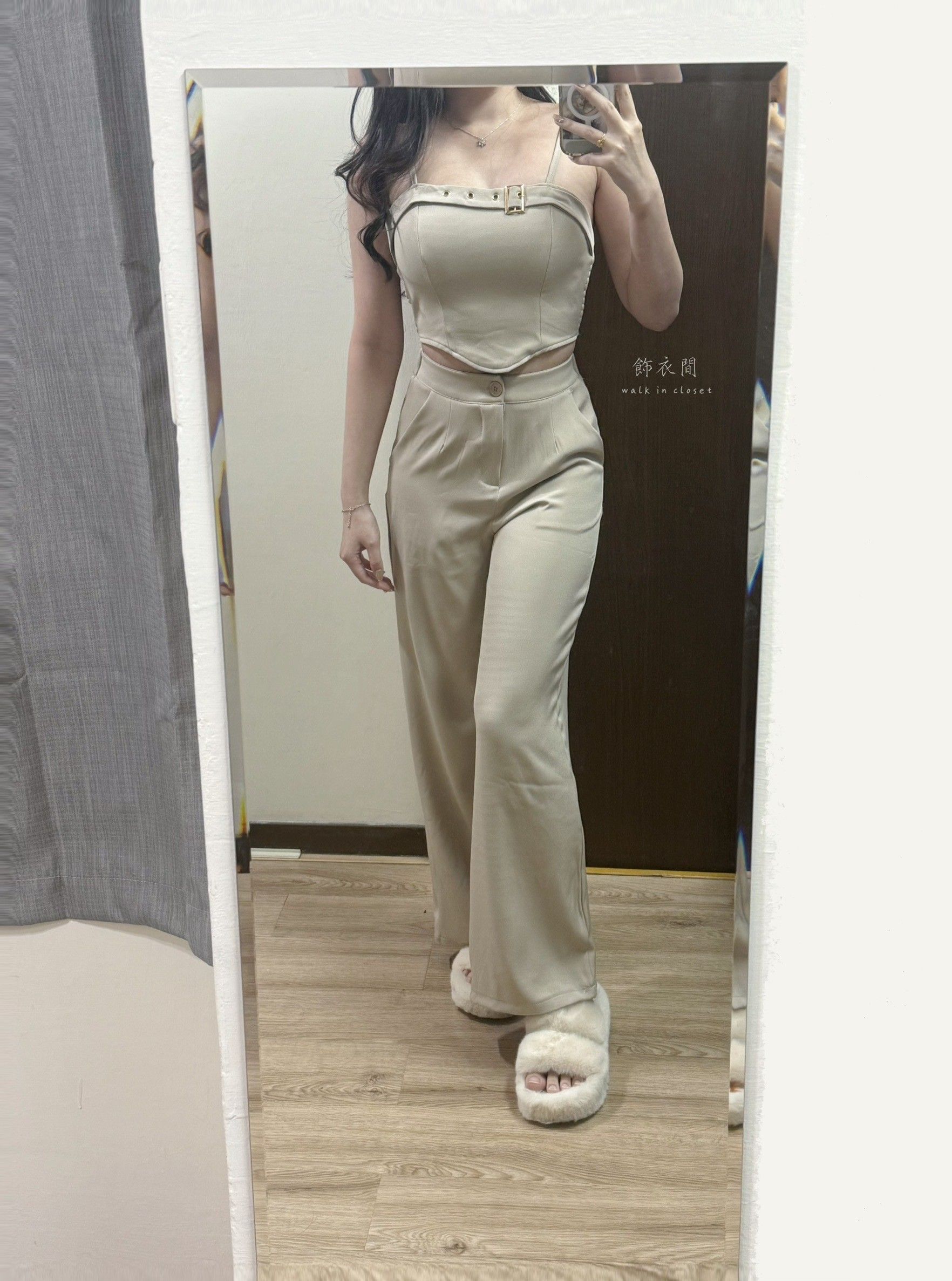 🌟氣質腰帶設計感Bra top寬褲兩件套#1189