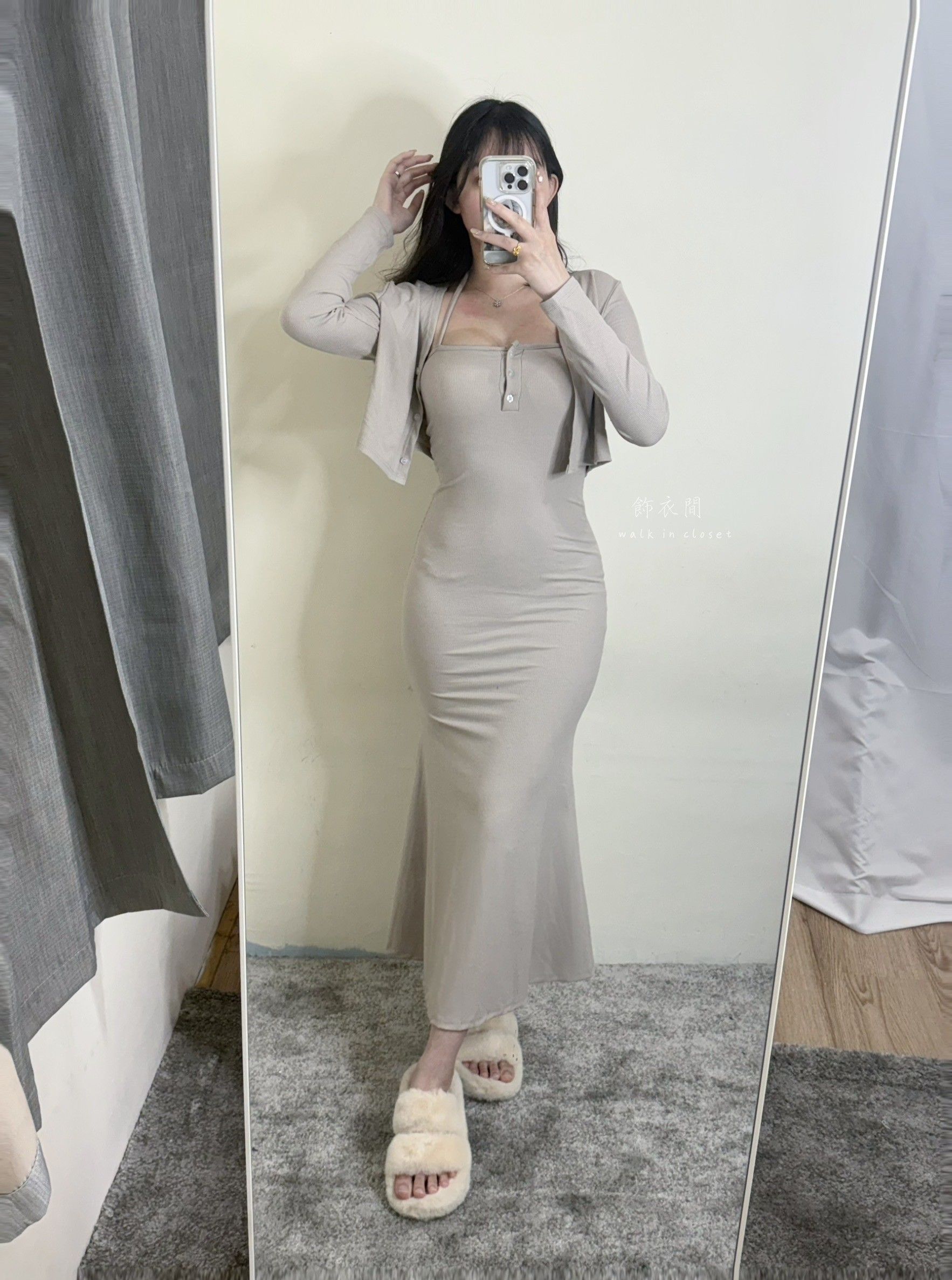 🎀溫婉純慾掛脖綁帶包臀長版魚尾裙兩件套🎀