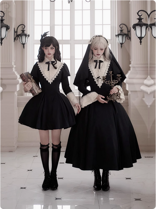 {配件}【代購預購】lolita宅邸的秘密 玫瑰刺繡蕾絲花邊立領洋裝/連身裙/連衣裙＆曲牙邊圍裙＆姬袖接袖 哥德蘿莉塔