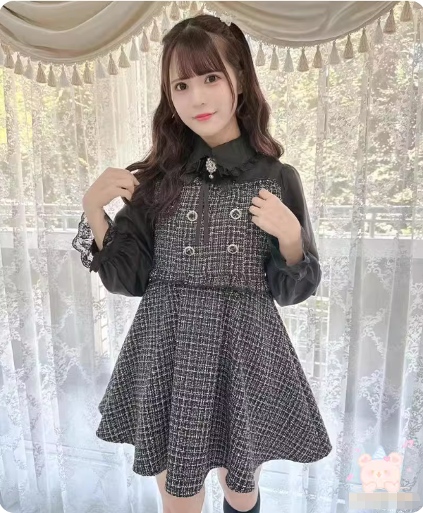 【代購預購】lolita黑森林蛋糕 珍珠寶石緞帶蝴蝶結蕾絲花邊娃娃領假兩件洋裝/連身裙/連衣裙 日系復古小香風淑女蘿莉塔