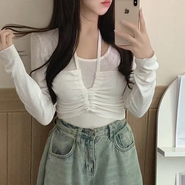 🏷ʏᴜɴᴀ’s ·正韓代購🇰🇷韓系層次感後綁帶長袖上衣 3colors