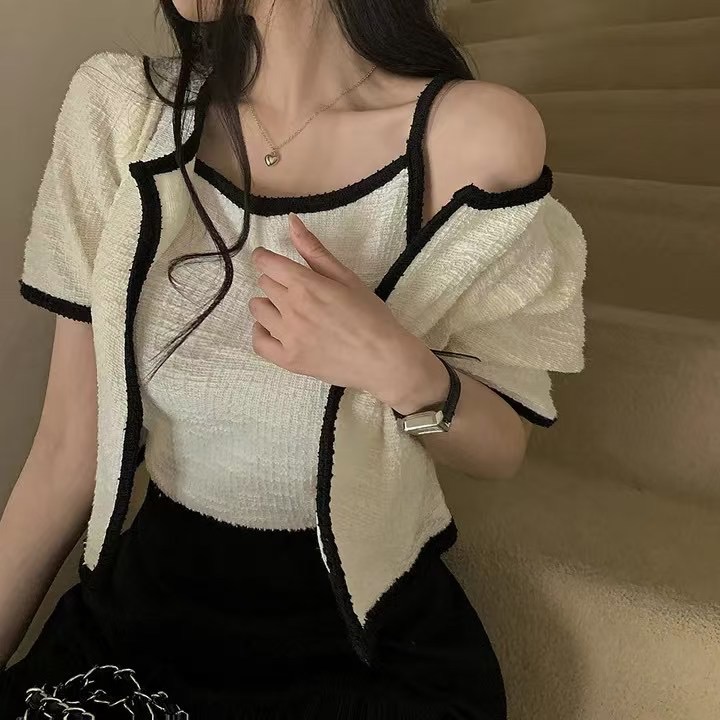 🏷ʏᴜɴᴀ’s ·正韓代購🇰🇷小香風滾邊短袖外套+背心set