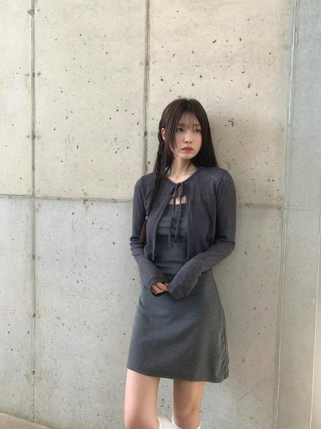 現貨+預購ෆ🏷ʏᴜɴᴀ’s ·正韓代購🇰🇷柔光午後✨繞脖長洋背心+綁帶罩衫set