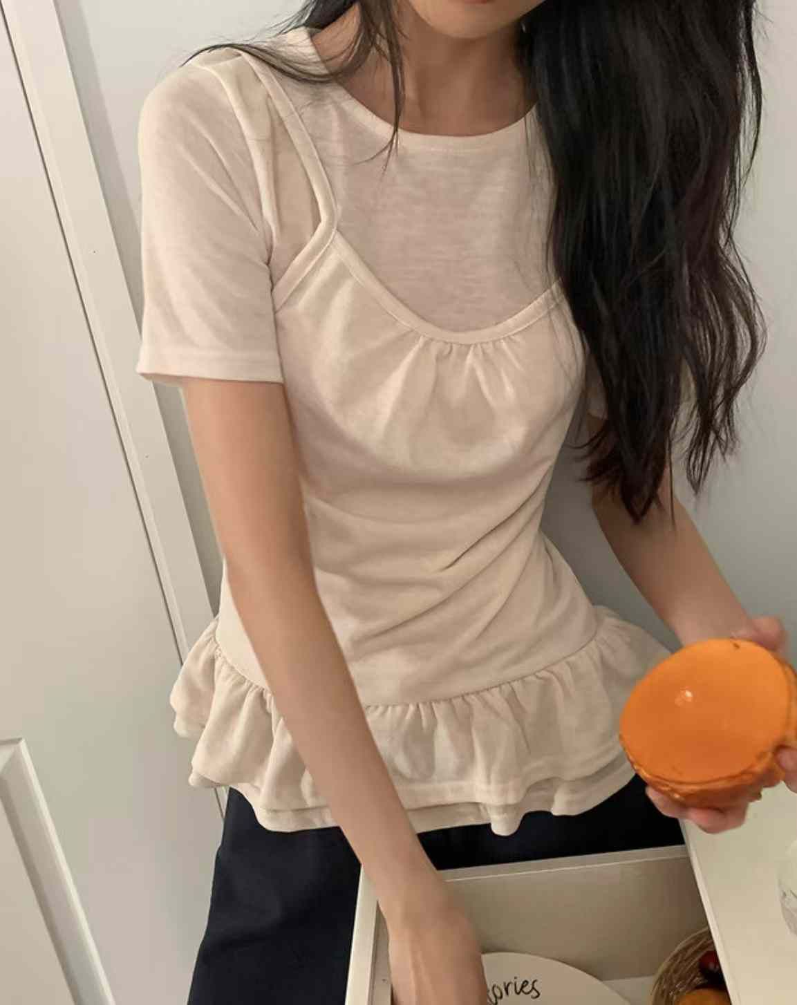 🏷ʏᴜɴᴀ’s ·正韓代購🇰🇷柔焦時光✨蛋糕層次感短袖上衣