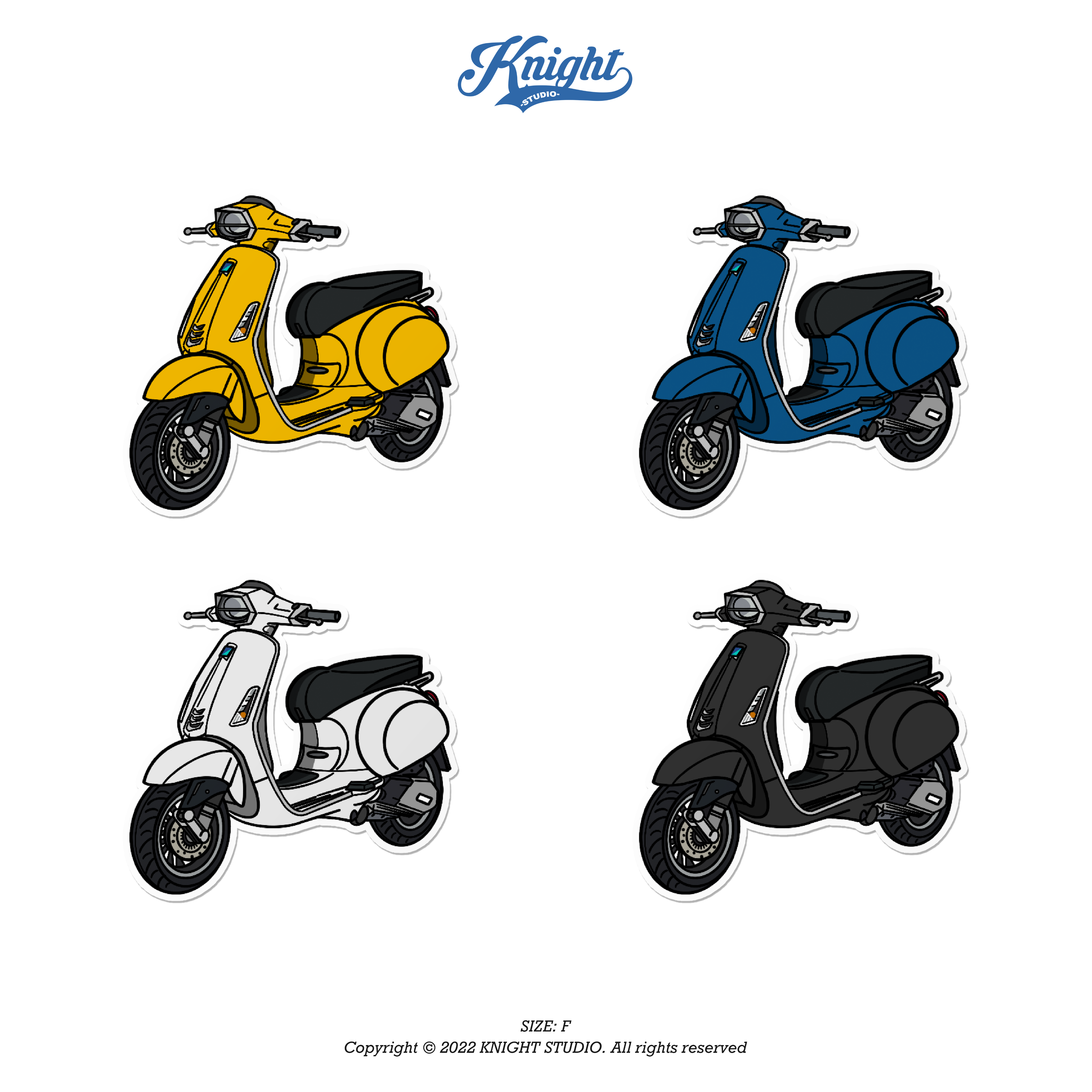 [Knight studio]偉士牌衝刺防水貼紙 四色