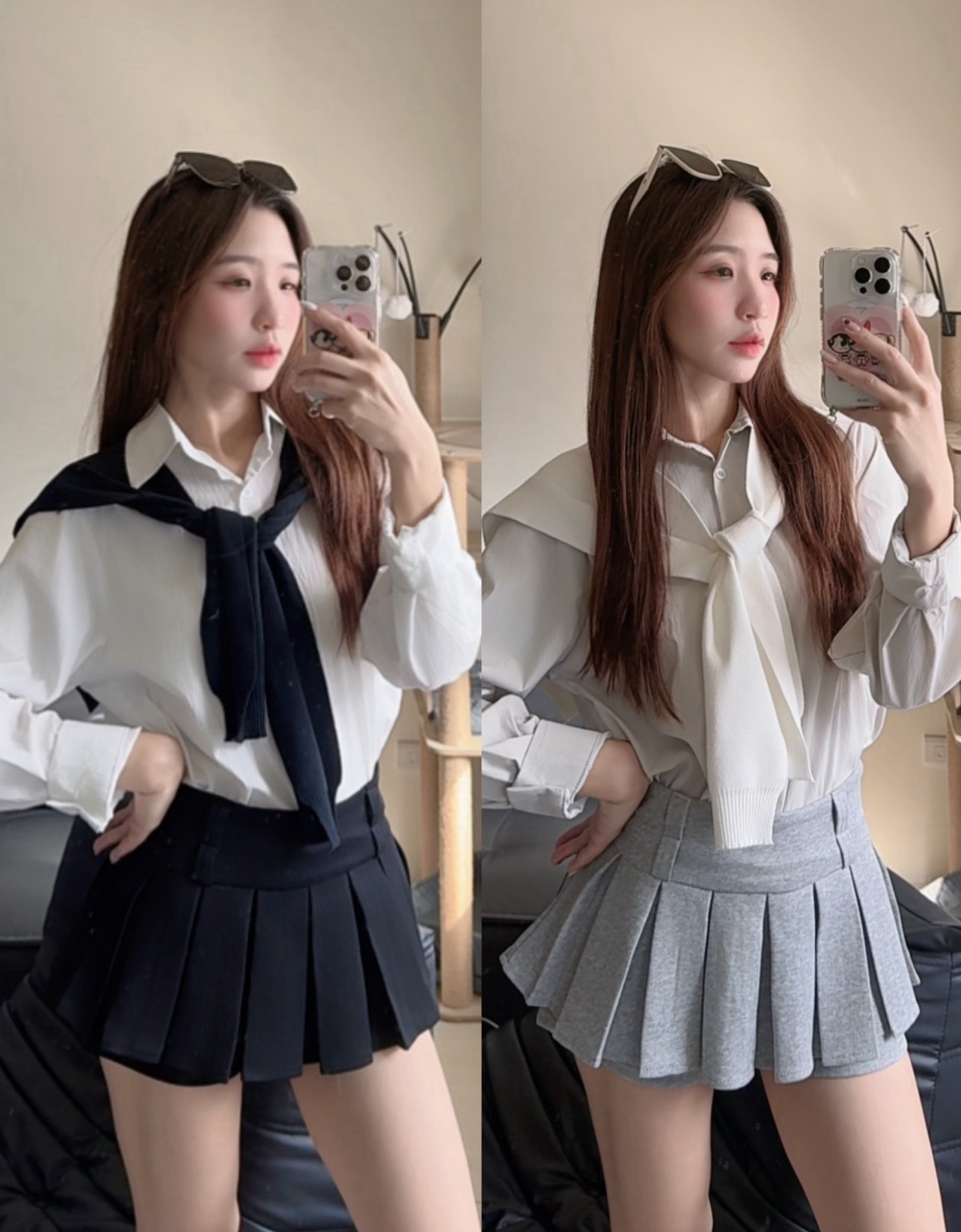 🖤🩶俏麗百褶褲裙（附皮帶）